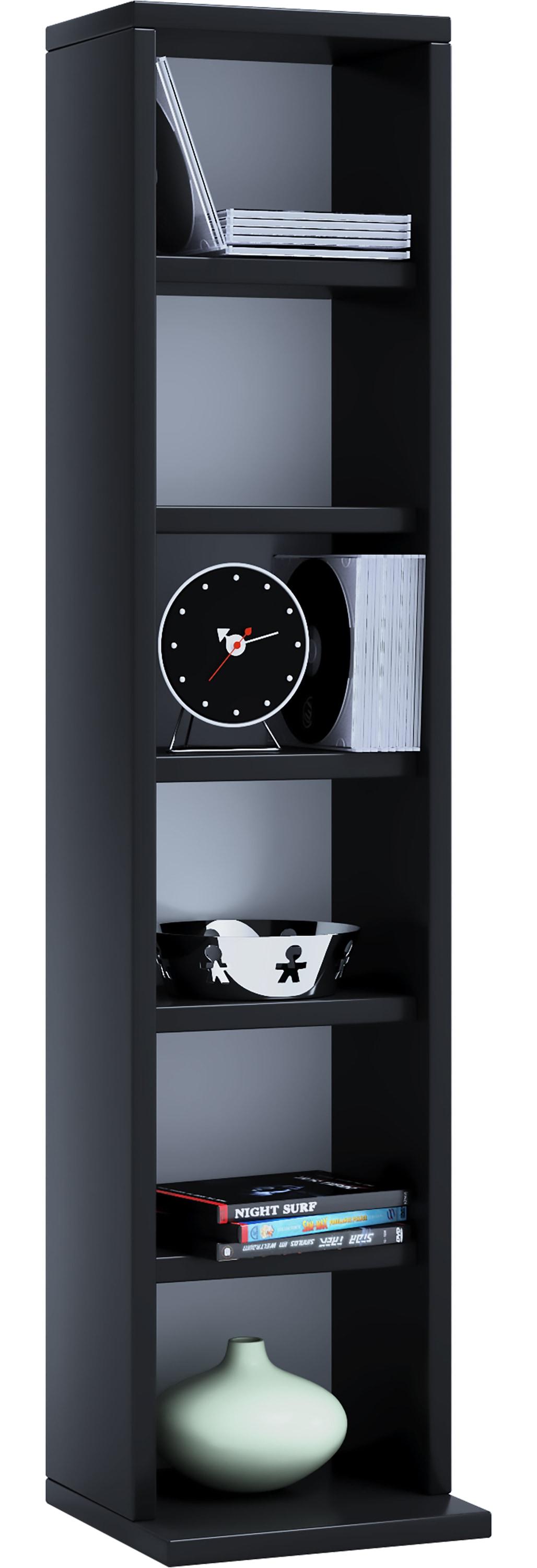 Standregal VCM "Holz CD DVD Stand Aufbewahrung Deko Regal Elementa", schwarz, B:21cm T:20cm, Regale, Standregal