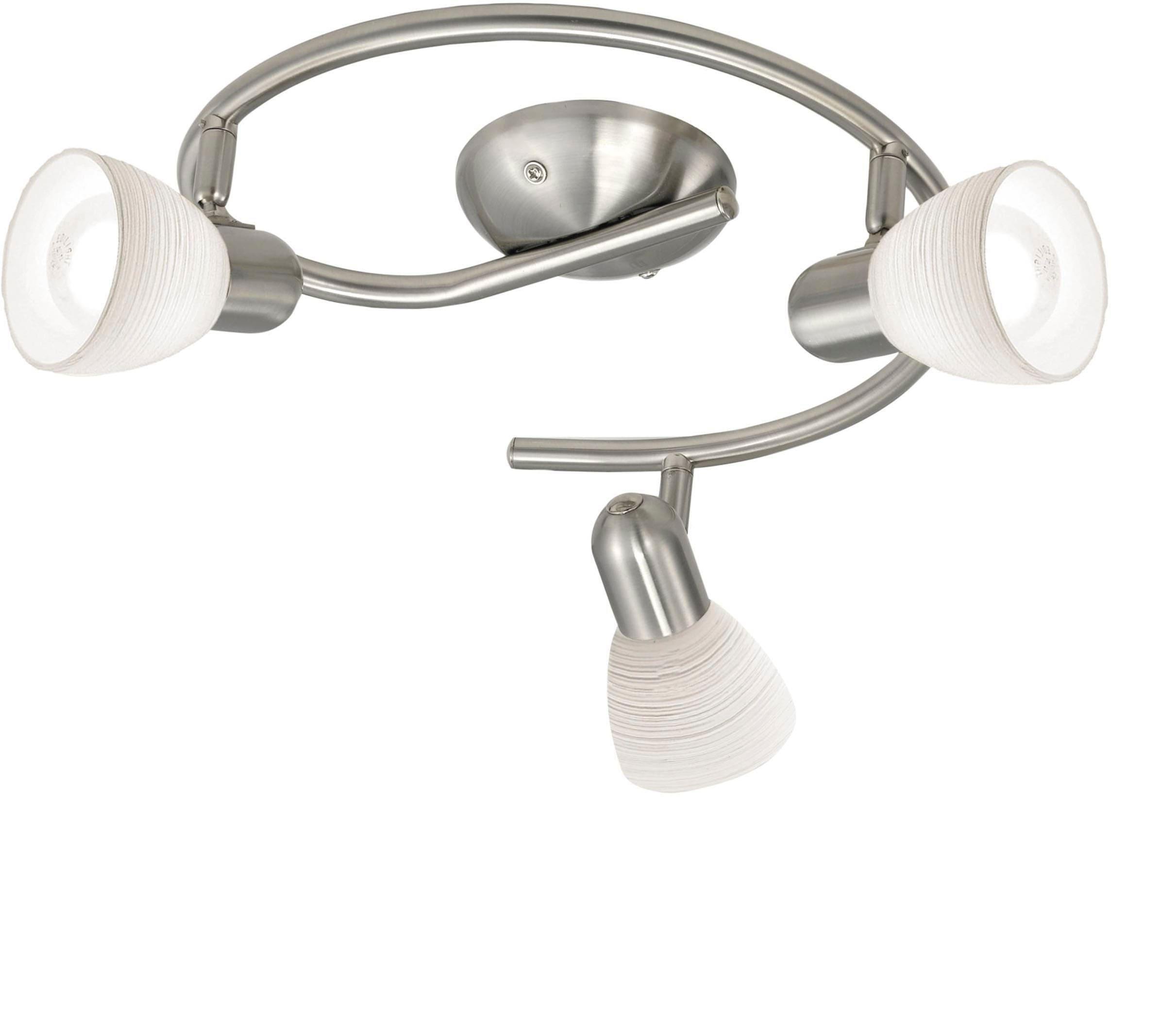 EGLO Deckenleuchte "Dakar 1 Deckenlampe, Deckenspot aus Stahl und Glas, E14, Deckenleuchte", silberfarben, 3, Ø 29,5cm, 1 Stk., Leuchten, Spot - Ø29,5