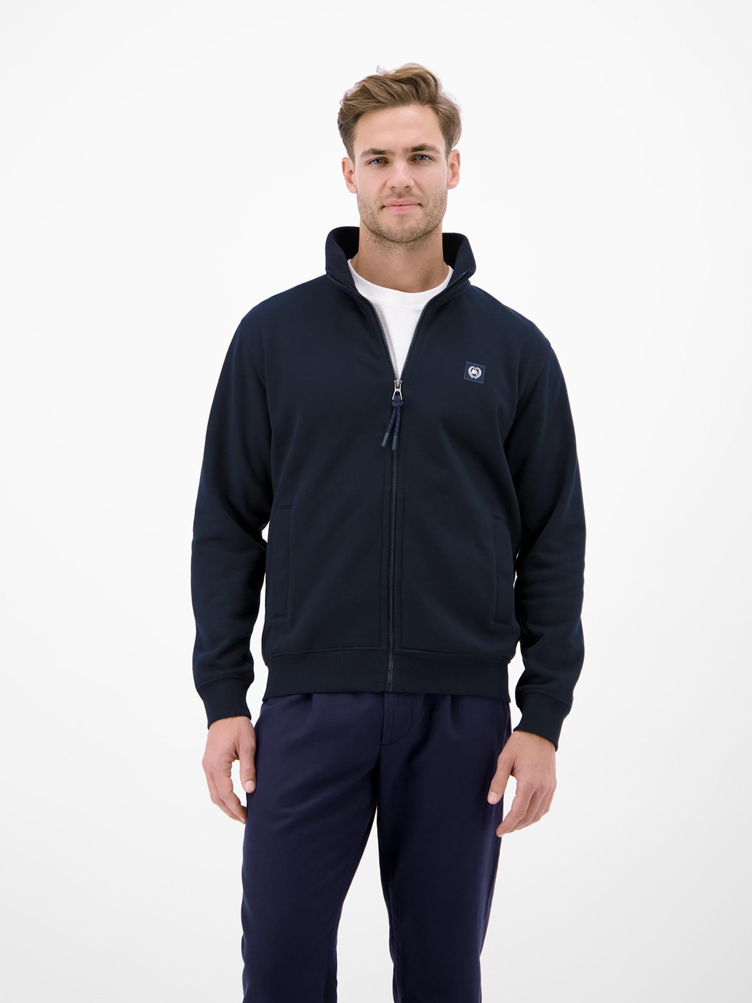 Sweatjacke LERROS "Sweatjacke aus atmungsaktivem Baumwollmischgewebe", Herren, Gr. L, classic navy, 50% Baumwolle, 50% Polyester, Sweatjacken Sweatjac