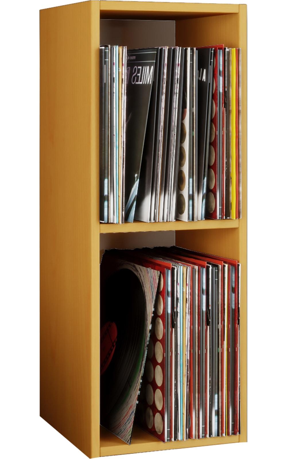 Media-Regal VCM "Holz Schallplatten LP Stand Regal Platto 2fach", braun (buche), B:34cm T:30cm, Regale, Media-Regal
