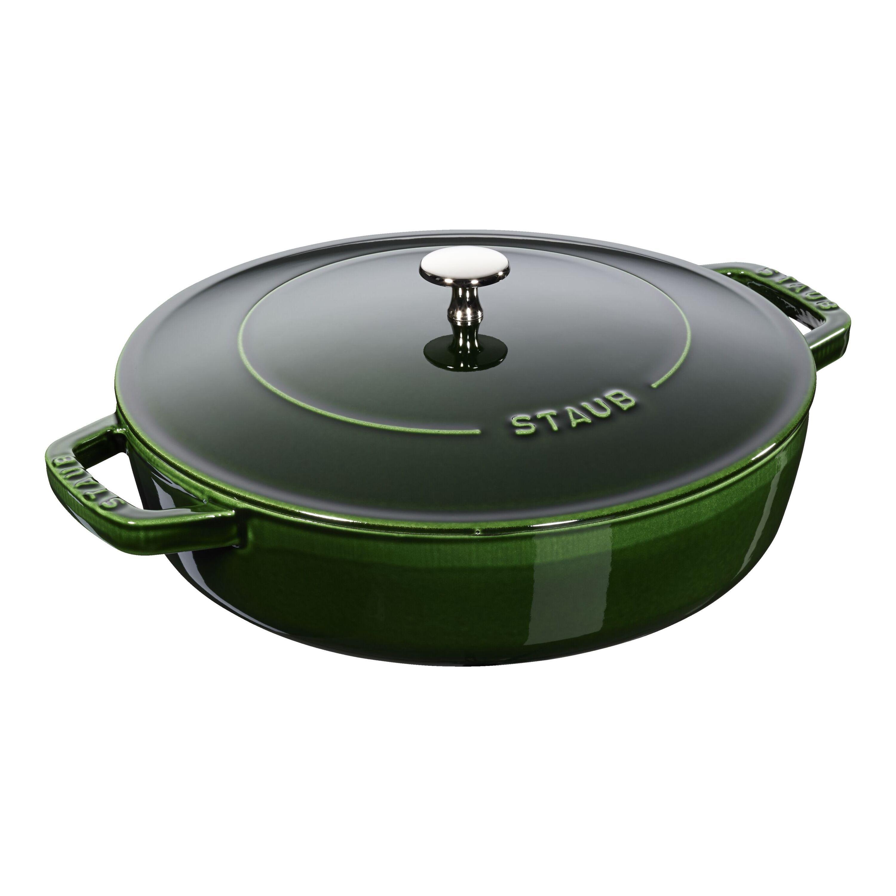 Staub Braisers Bräter mit Chistera Drop-Structure 28 cm, rund, Basilikum-Grün, Gusseisen