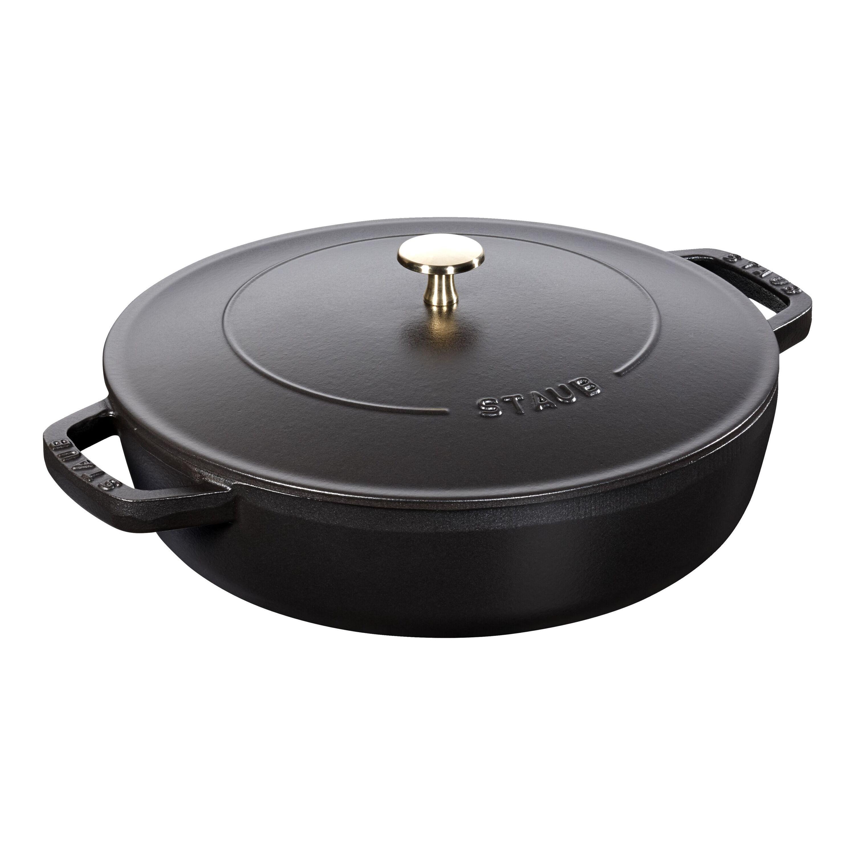 Staub Braisers Bräter mit Chistera Drop-Structure 24 cm, rund, Schwarz, Gusseisen