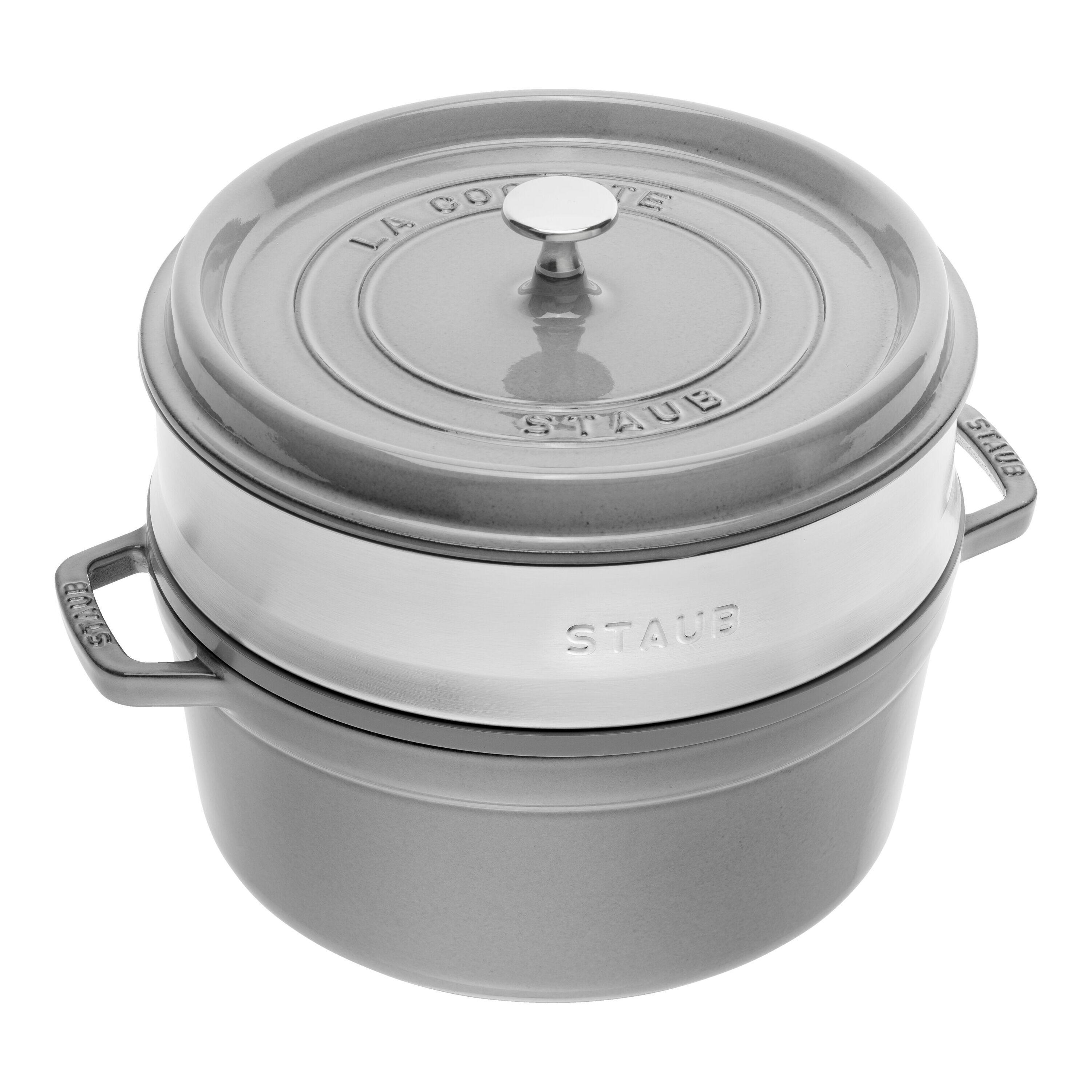 Staub La Cocotte Cocotte mit Dämpfeinsatz 26 cm, rund, Graphit-Grau, Gusseisen