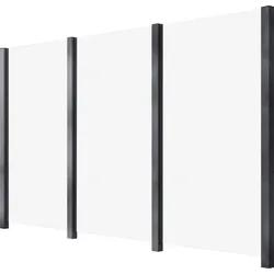 Zaun STAKET PRO, grau, H:187cm L:3,36cm, Aluminium, Glas, Zaunelemente, Glaszaun, Gesamtlänge: 3,36 m, 4 Pfosten