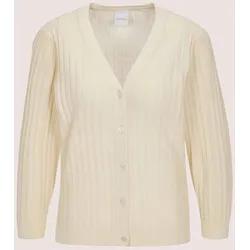 Strickjacke MADELEINE "Strickjacke Eleganter Feinstrick-Cardigan mit Plissee", Damen, Gr. 34, weiß (perlweiß), Obermaterial: 75% Viskose CV. 25% Polye