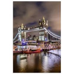 Wandbild ARTLAND "LONDON Tower Bridge im Abendlicht", farbe bild(er): rot, B:40cm H:60cm T:1cm, Alu Dibond, Bilder, als Alubild, Leinwandbild, Poster,