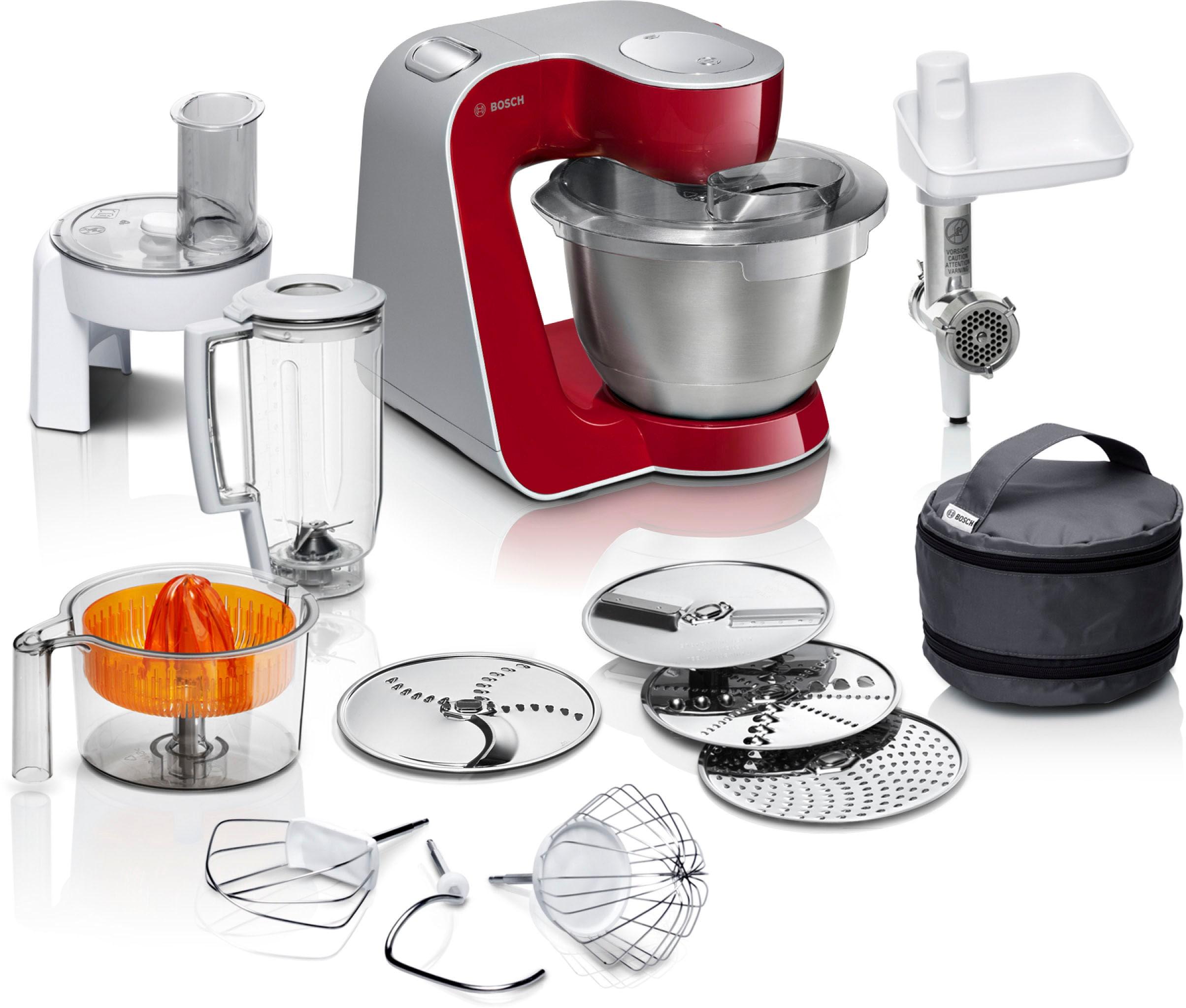 BOSCH Küchenmaschine “Serie 4 MUM56740, Durchlaufschnitzler/Mixer/Fleischw./Zitr.presse, rot”, rot (deep rot), B:28cm H:28,2cm T:27,1cm,