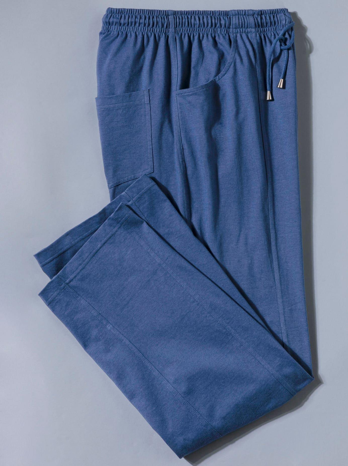 Homewearpants CLASSIC, Herren, Gr. 29, Unterbauchgrößen, blau (jeansblau), 100% Baumwolle, unifarben, lang, Hosen