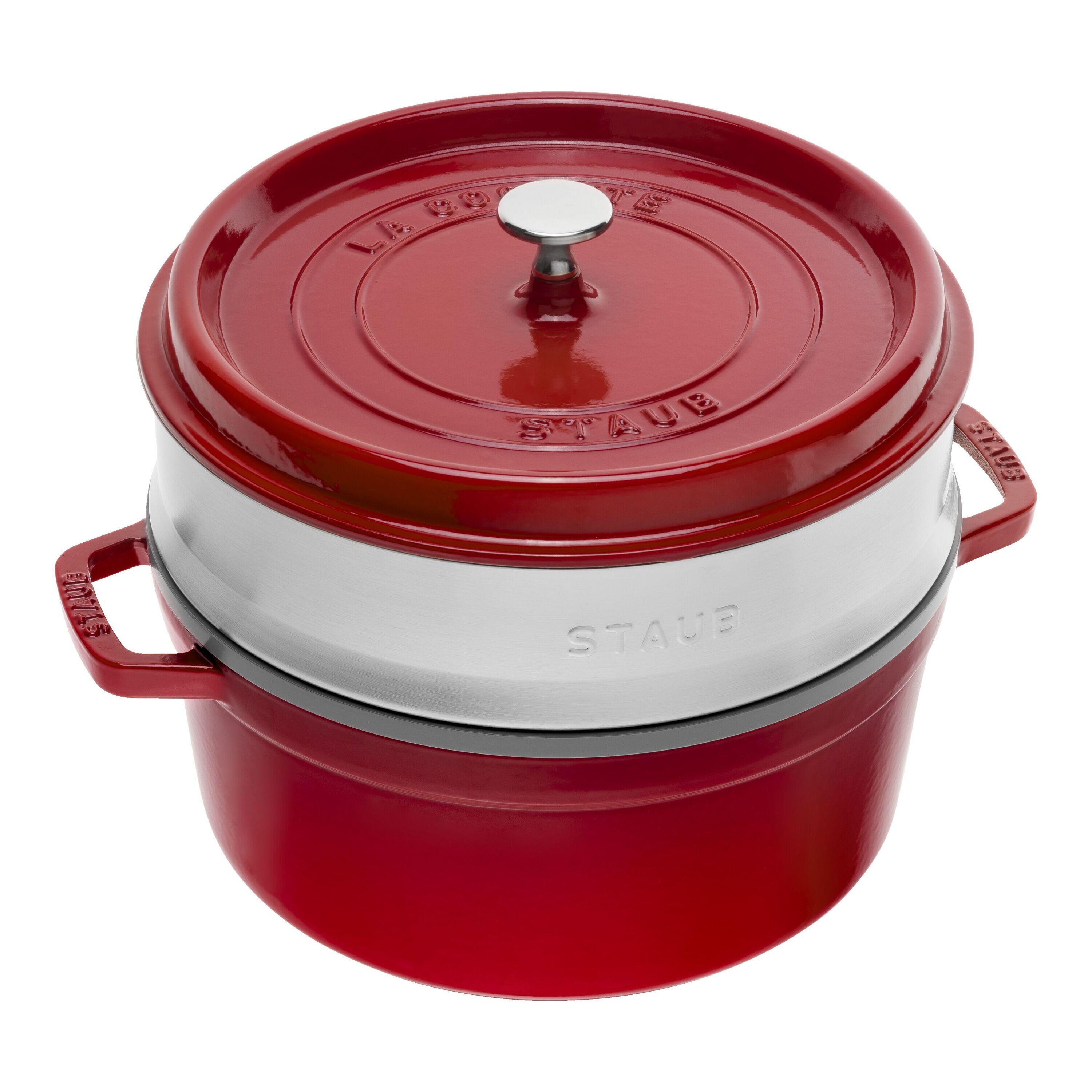 Staub La Cocotte Cocotte mit Dämpfeinsatz 26 cm, rund, Kirsch-Rot, Gusseisen