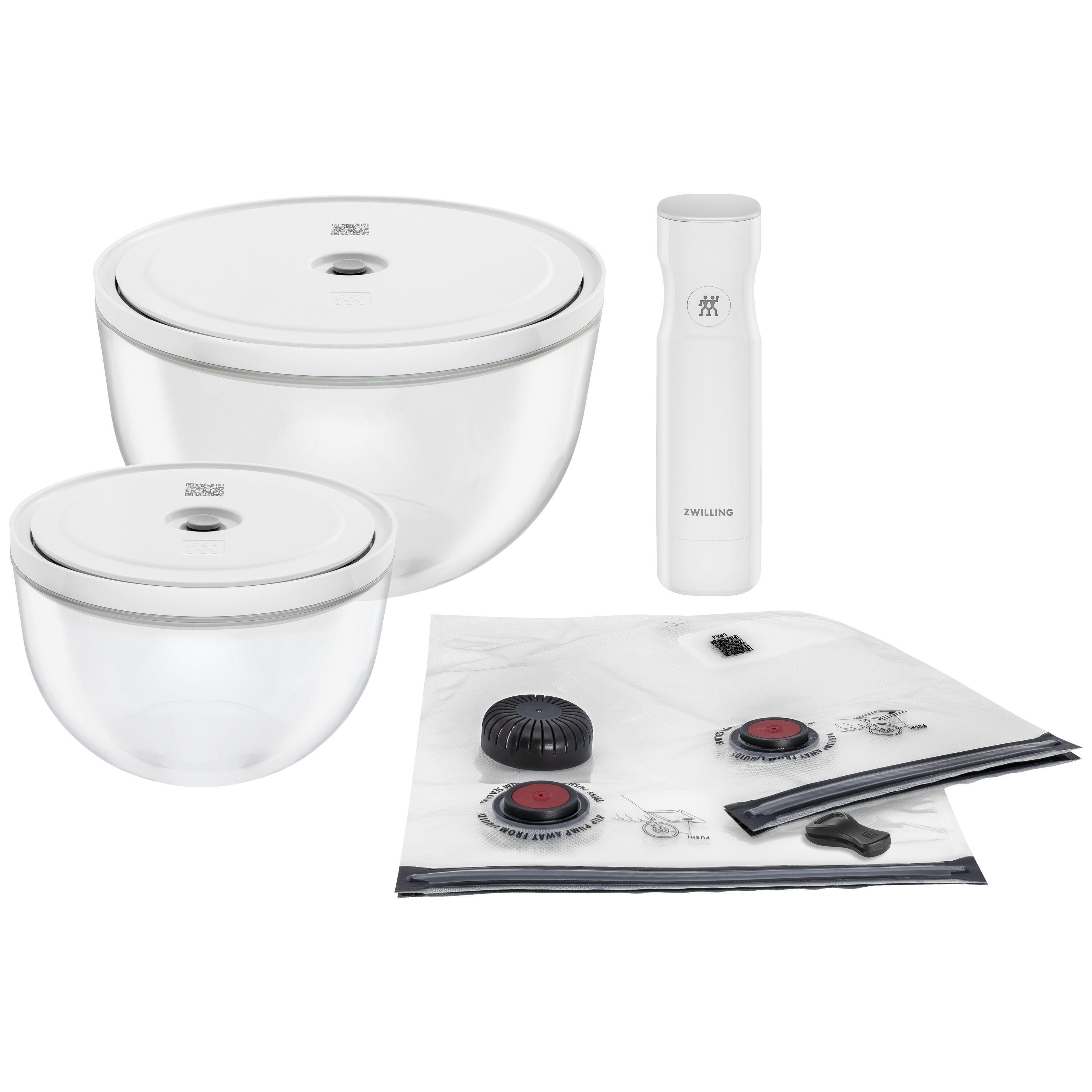 ZWILLING Fresh & Save BOWLS Vakuum Starter Set, Glas / M/L, 9-tlg, Transparent-Weiß