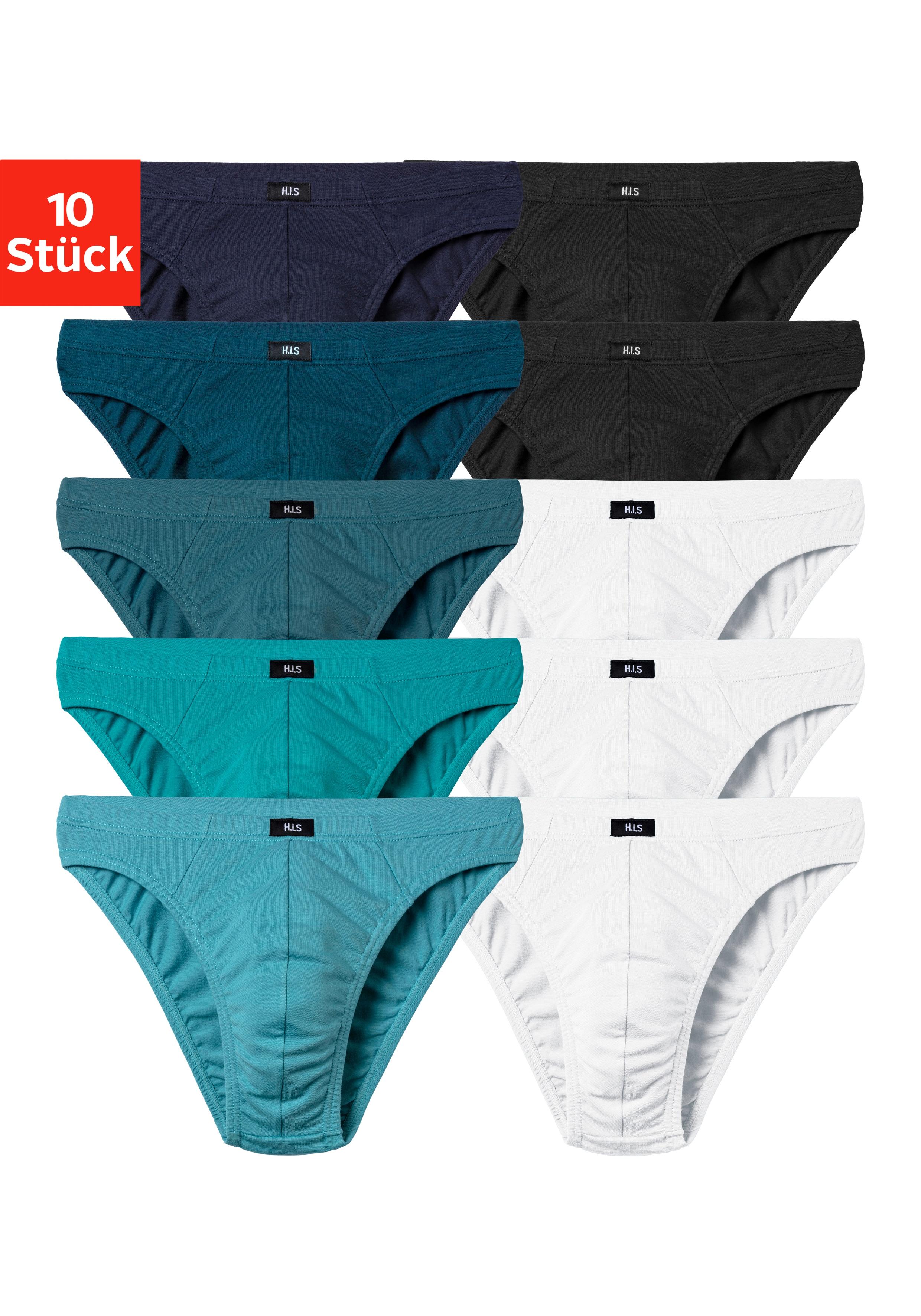 Slip H.I.S "Herren Minislip", Herren, Gr. 8 (XXL), 10 Stk., Jersey, bunt (hellblau, hellpetrol, petrol, dunkelpetrol, navy, weiß, schwarz), Jersey,