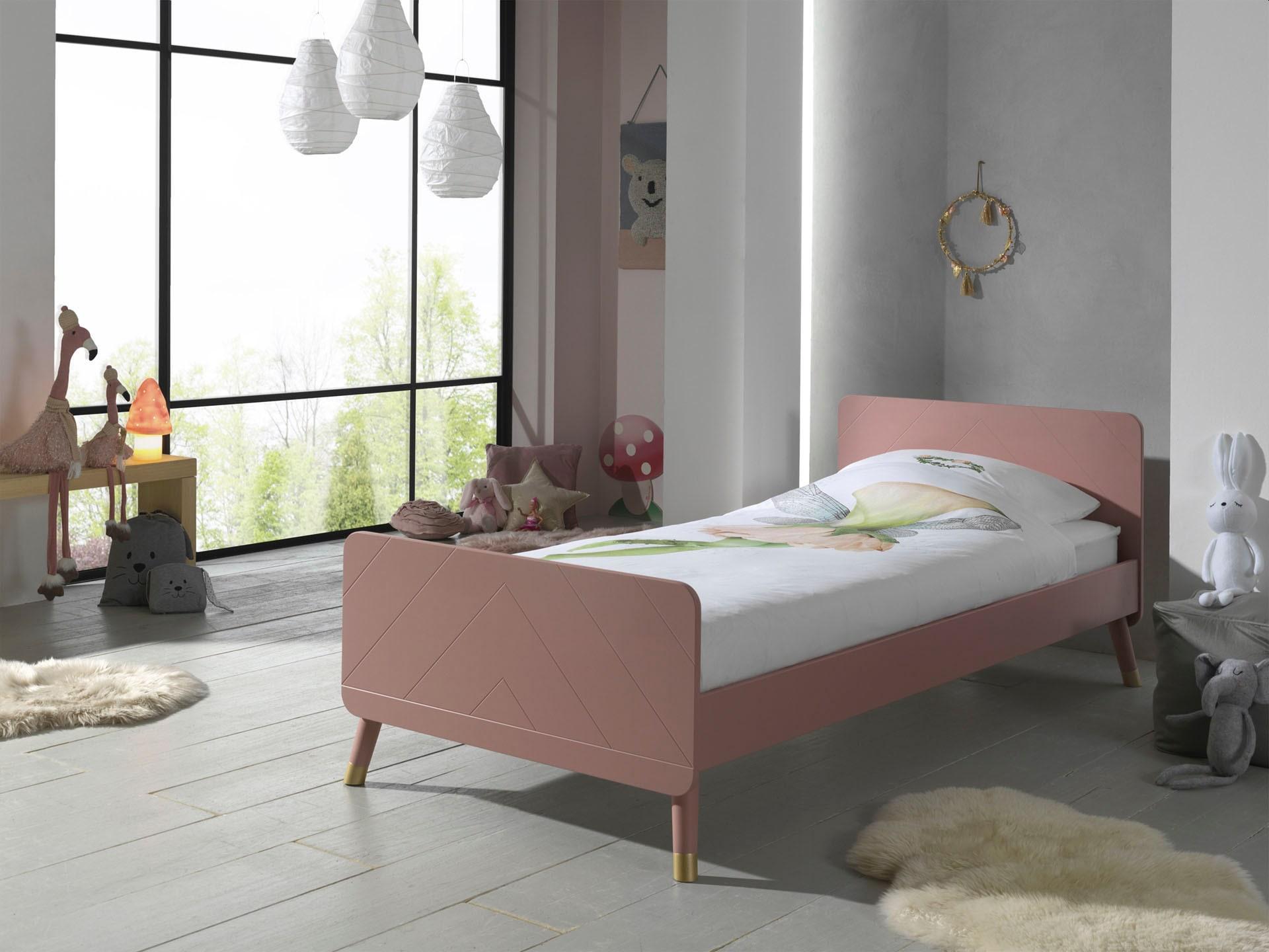 Jugendbett VIPACK "Billy, Einzelbett 90/200, inkl. Rolllattenrost, modernes Design", rosa (terra rosa), B:95cm H:73,5cm L:203,6cm, Betten, Jugendbett,