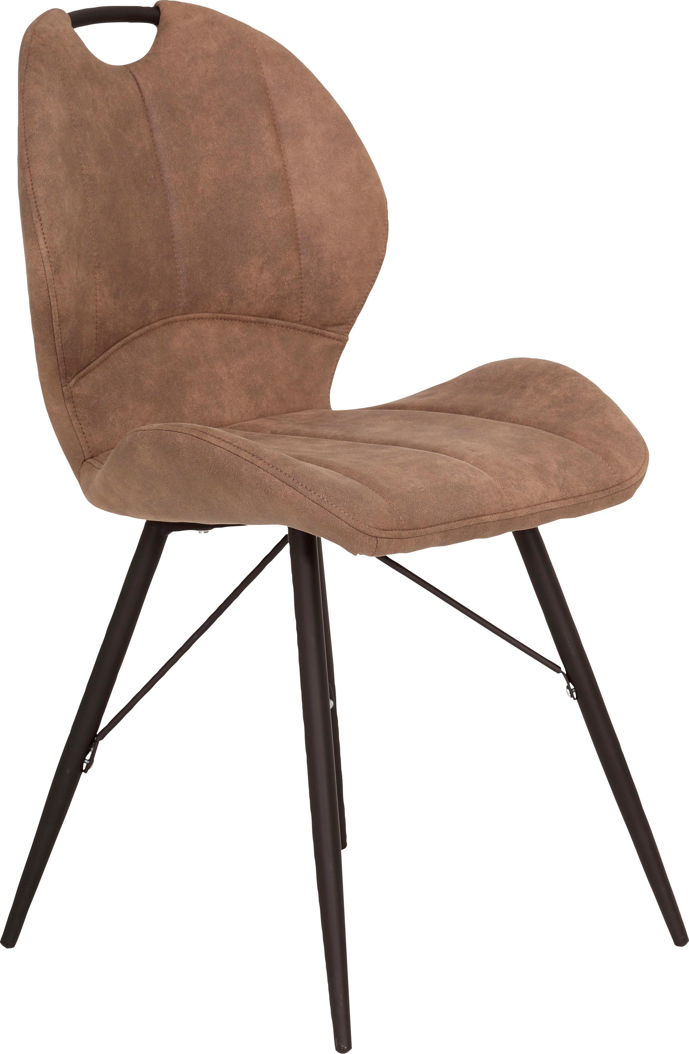 4-Fußstuhl HELA "Kate S", braun (vintage schlamm, schwarz), B:50cm H:86cm T:56cm, Metall, Polyester, Stoff, Stühle, 4-Fußstuhl