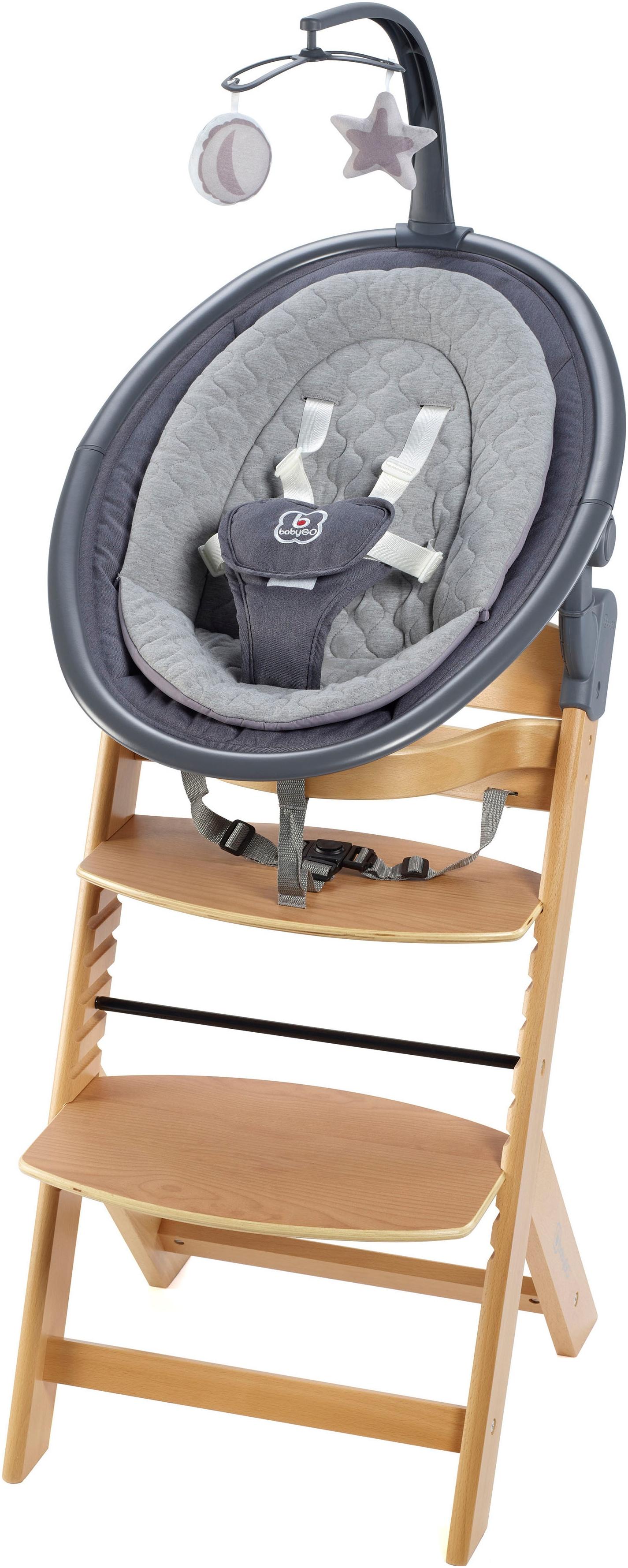 Hochstuhl BABYGO "Newborn Set Family 2in1", Baby, Gr. B/H/T: 50cm x 80cm x 45cm, beige (natur wood), Stühle Hochstuhl