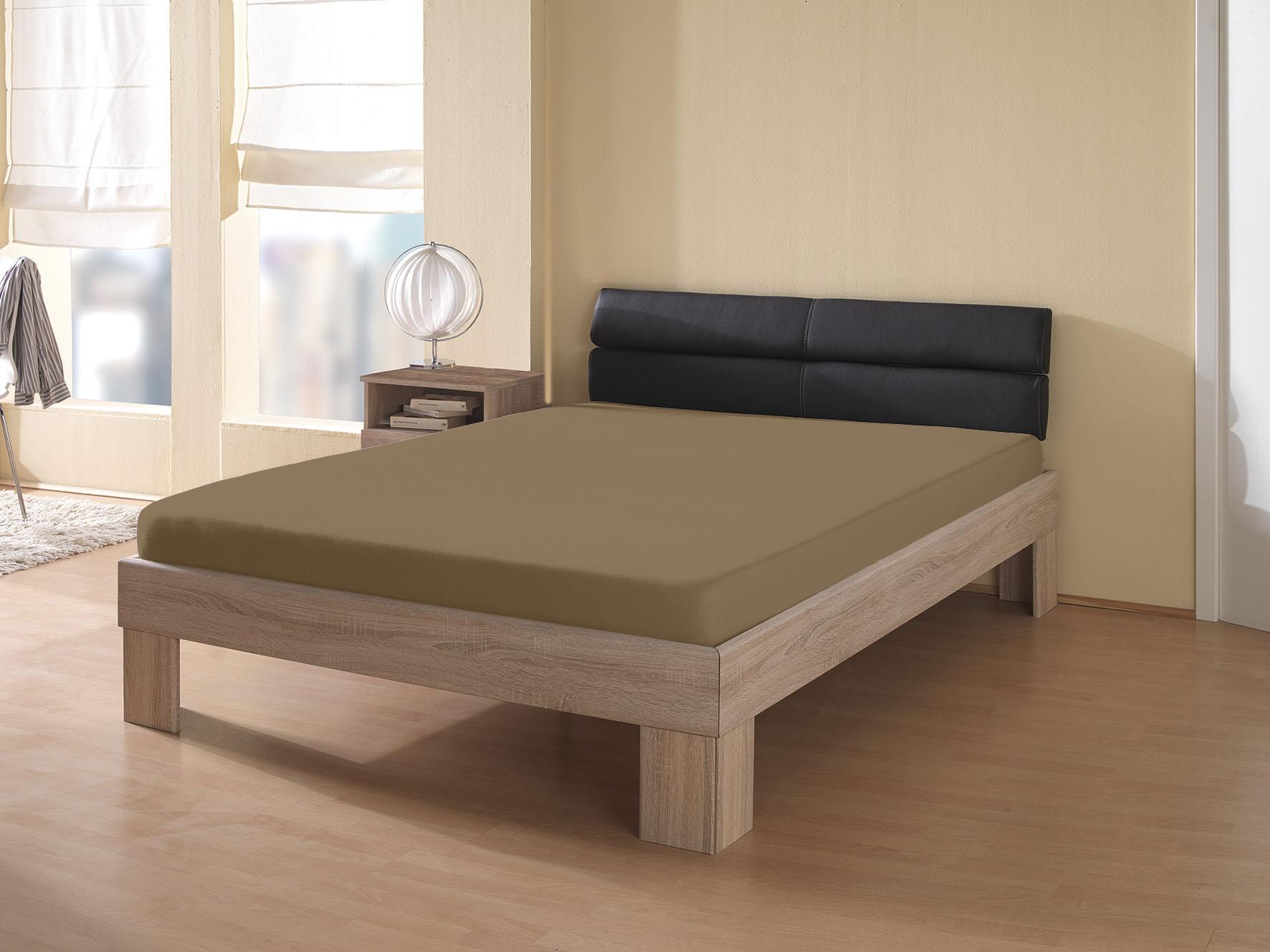 Spannbettlaken KUM "Interlock-Jersey Spannbetttuch", braun, L:200cm, Interlock-Jersey, Obermaterial: 100% Polyester, Bettlaken, Spannbettlaken, bis