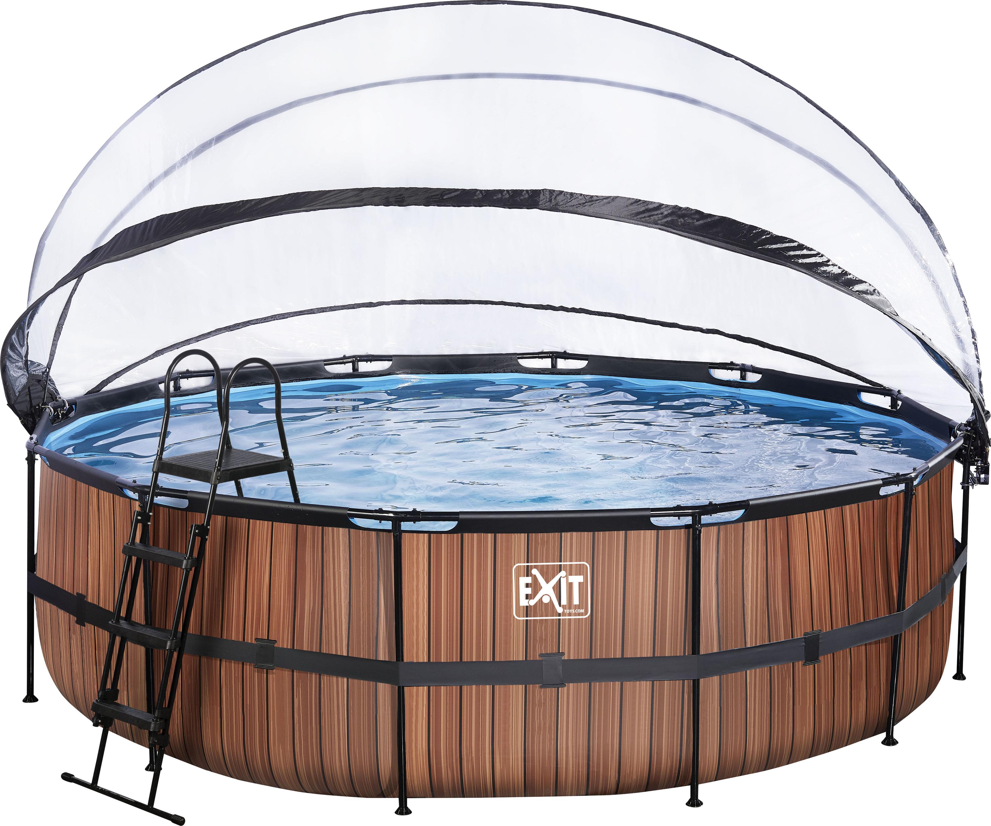 Framepool EXIT "inkl. multifunktionaler Poolabdeckung", braun, H:122cm Ø:488cm, Schwimmbecken, ØxH: 488x 122 cm, mit Sandfilteranlage und