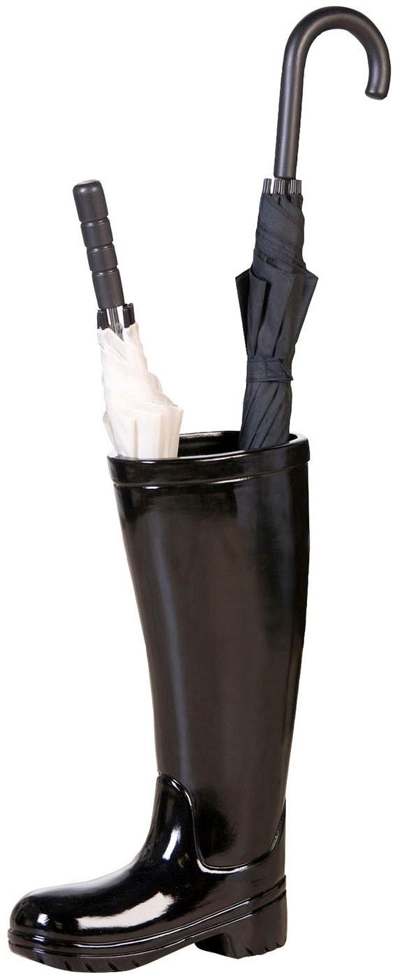 Schirmständer CASABLANCA BY GILDE "Schirmständer Gummistiefel Stiefel schwarz H. 45 cm", schwarz, B:26cm H:45cm T:11cm, Keramik, Regenschirmständer, S