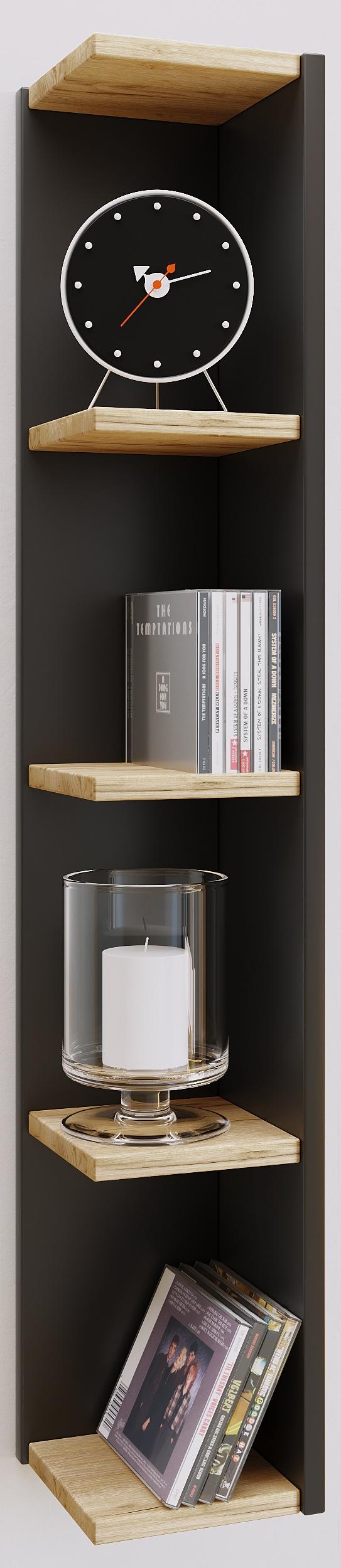 Standregal VCM "Holz Stand Regal Aufbewahrung Deko Eckregal Honsa", braun (anthrazit, honig, eiche), B:15cm T:17cm, Regale, Standregal