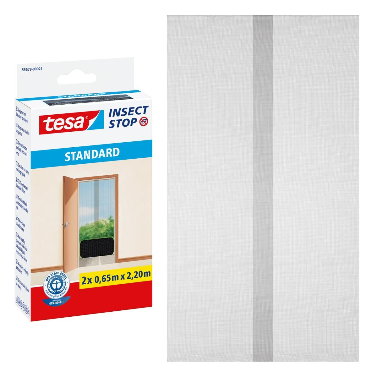 Insektenschutz-Tür TESA "Insect Stop Standard Fliegengitter für Türen - 2x 0.65 m : 2.2 m", schwarz (rahmen: schwarz gewebe: schwarz), B:65cm H:220cm,