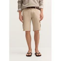 Bermudas BUGATTI, Herren, Gr. 48, Normalgrößen, 20, ecru, 98% Baumwolle, 2% Elasthan, unifarben, normal, Hosen Bermudas, mit Cargo-Taschen