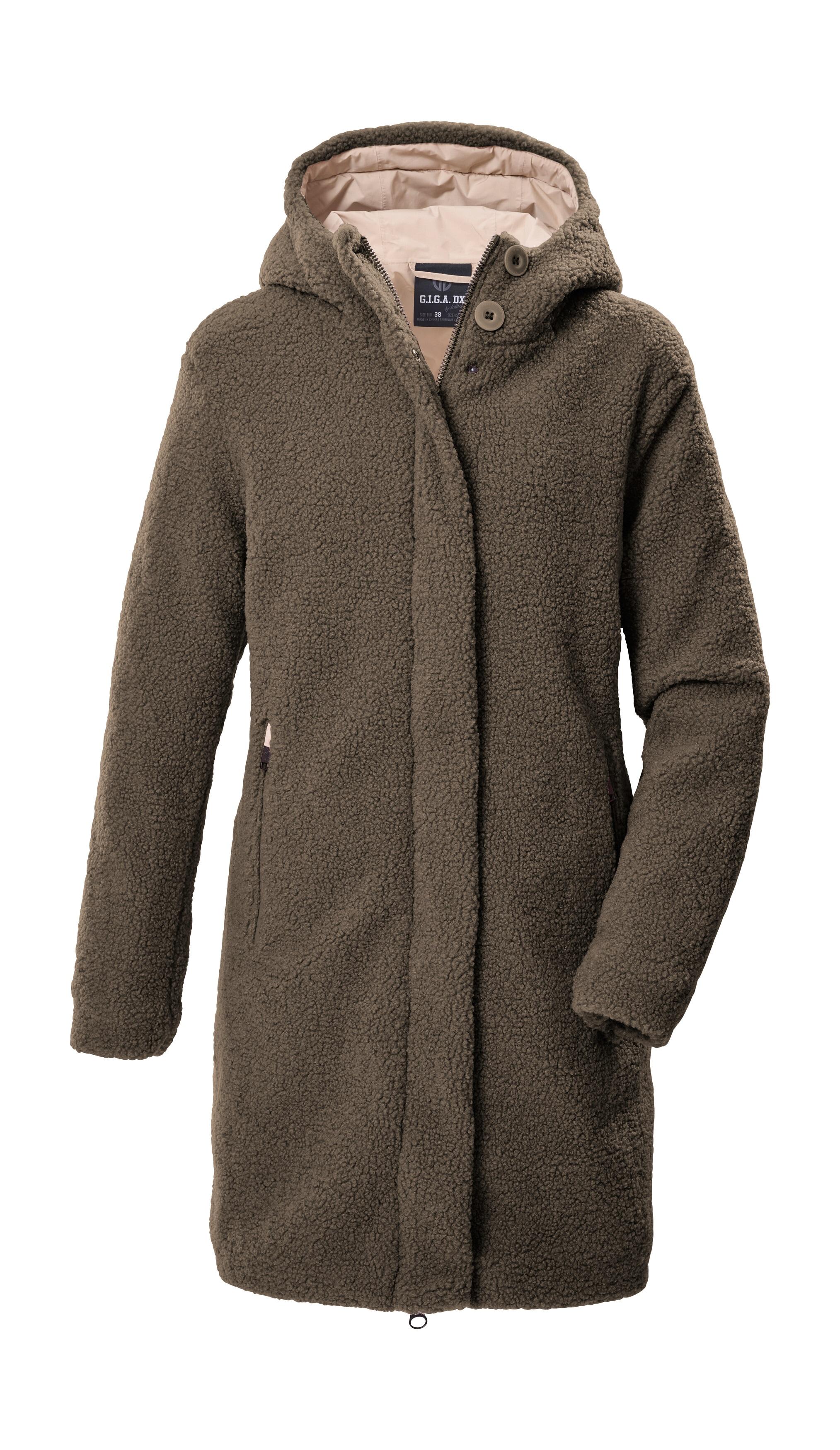 Parka “GW 95 WMN PRK”, Damen, Gr. 36, stein, Oberseite: 100% Polyester.Rückseite: 100% Polyester.Futter: 100% Polyester.Füllung: 100% Polyester, G.I.G.A. DX BY KILLTEC, Jacken Parka, Wasserdichte Scherpa-Jacke mit 2-Wege-Reißverschluss