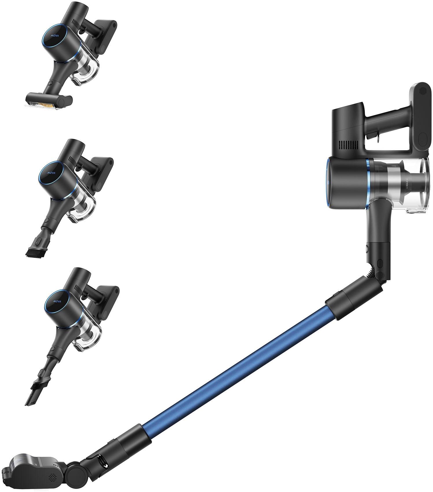 MOVA Akku-Bodenstaubsauger "Mova S4 Detect, Kabelloser Vacuumsauger", bunt (schwarz, blau), B:25,6cm H:130,7cm T:21,8cm, Akkusauger, 20.000Pa Saugleis