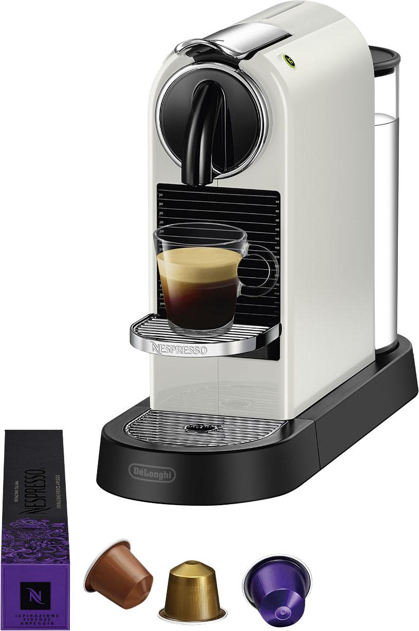 NESPRESSO Kapselmaschine "CITIZ EN 167.B von DeLonghi, Black", weiß, B:13cm H:27,7cm T:37,2cm, Kaffeemaschinen, inkl. Willkommenspaket mit 7 Kapseln, 