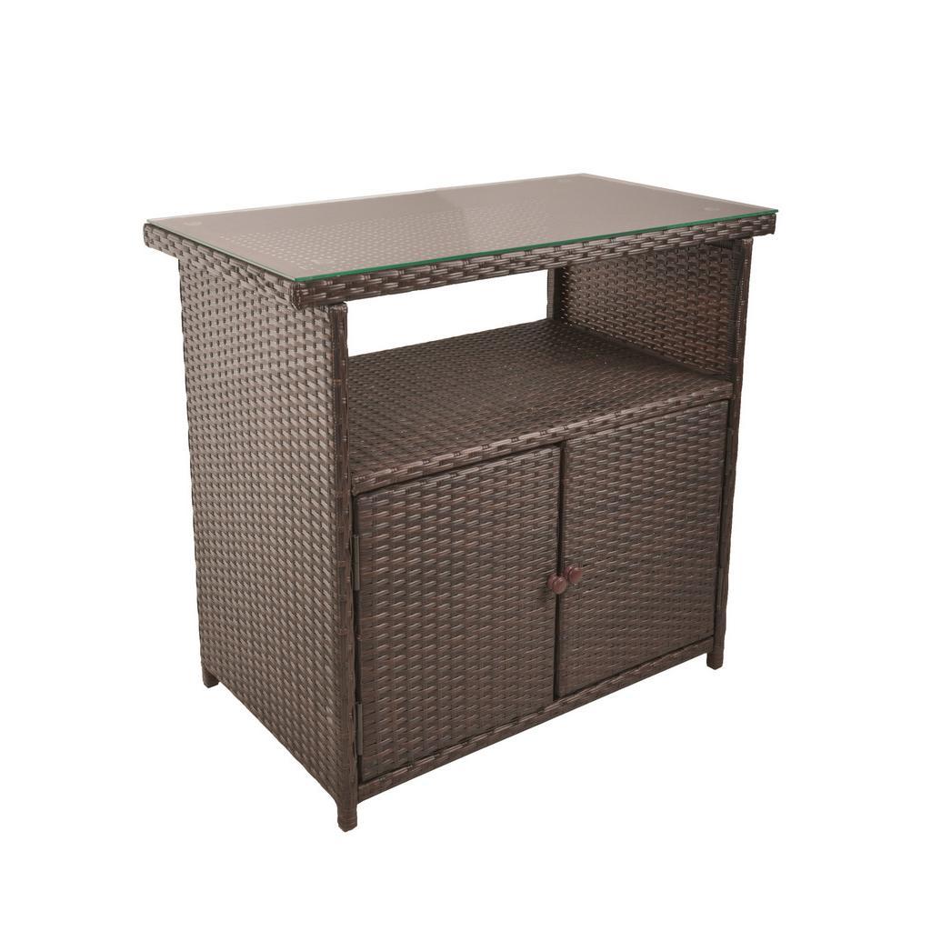 Gardenson , Braun, Schwarz , Metall, Kunststoff , 50x84x90 cm , stehend, wetterfest, für den Außenbereich geeignet, Abdeckplatte aus Glas ,