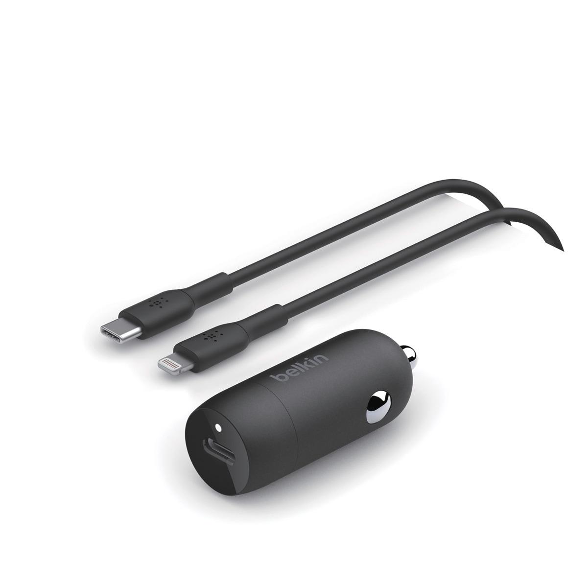 BELKIN USB-Ladegerät "USB-C Kfz-Ladegerät inkl. Lightning, 1m", schwarz, B:12cm H:8cm T:20cm, Ladegeräte, USB-Ladegerät