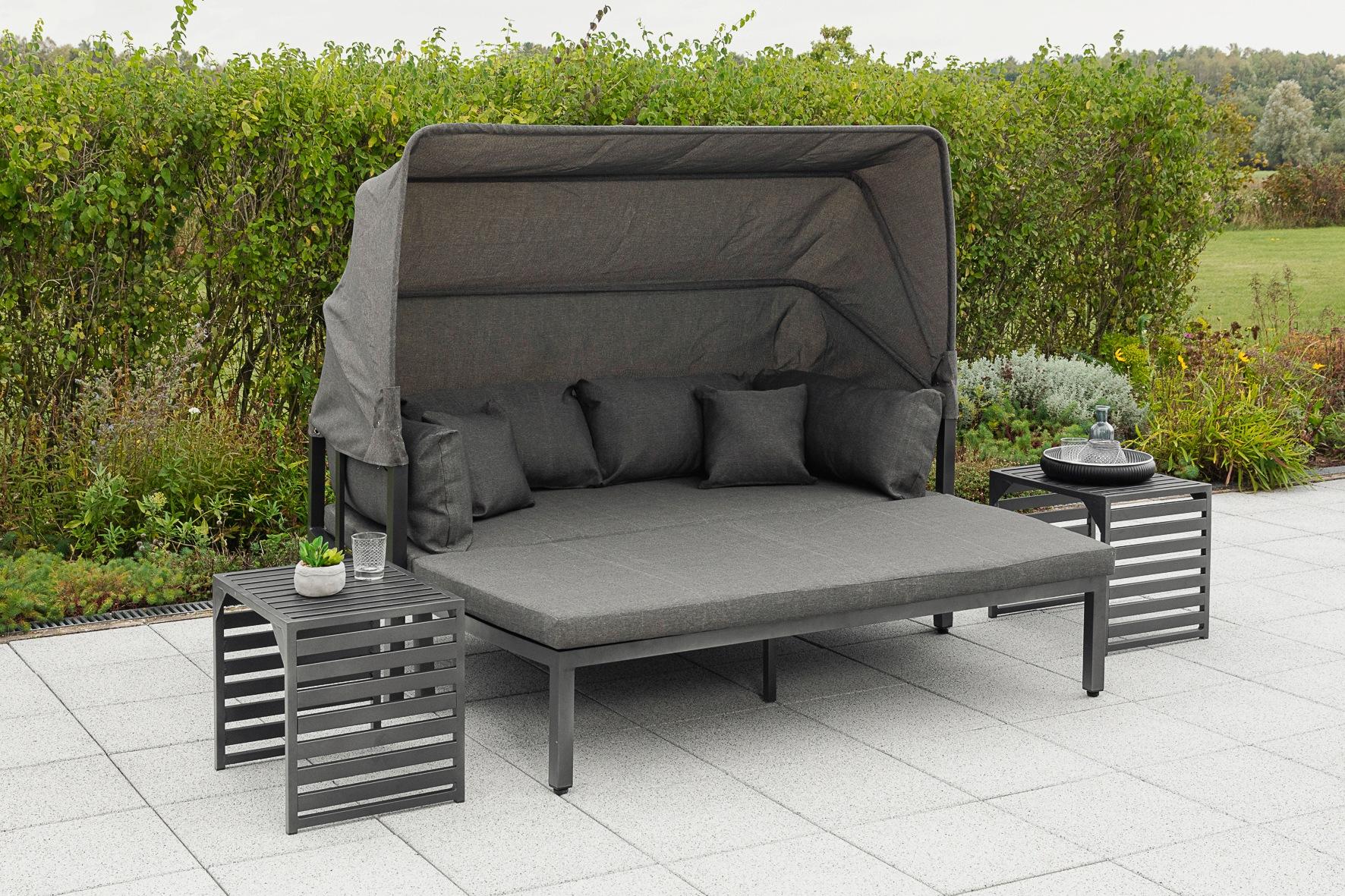 Gartenlounge-Set MERXX "Argos Insel", grau (grau, grau), B:175cm H:148cm T:80cm, Aluminium, Sitzmöbel-Sets, Gartenlounge-Set, 3er Set, aus Aluminium, 