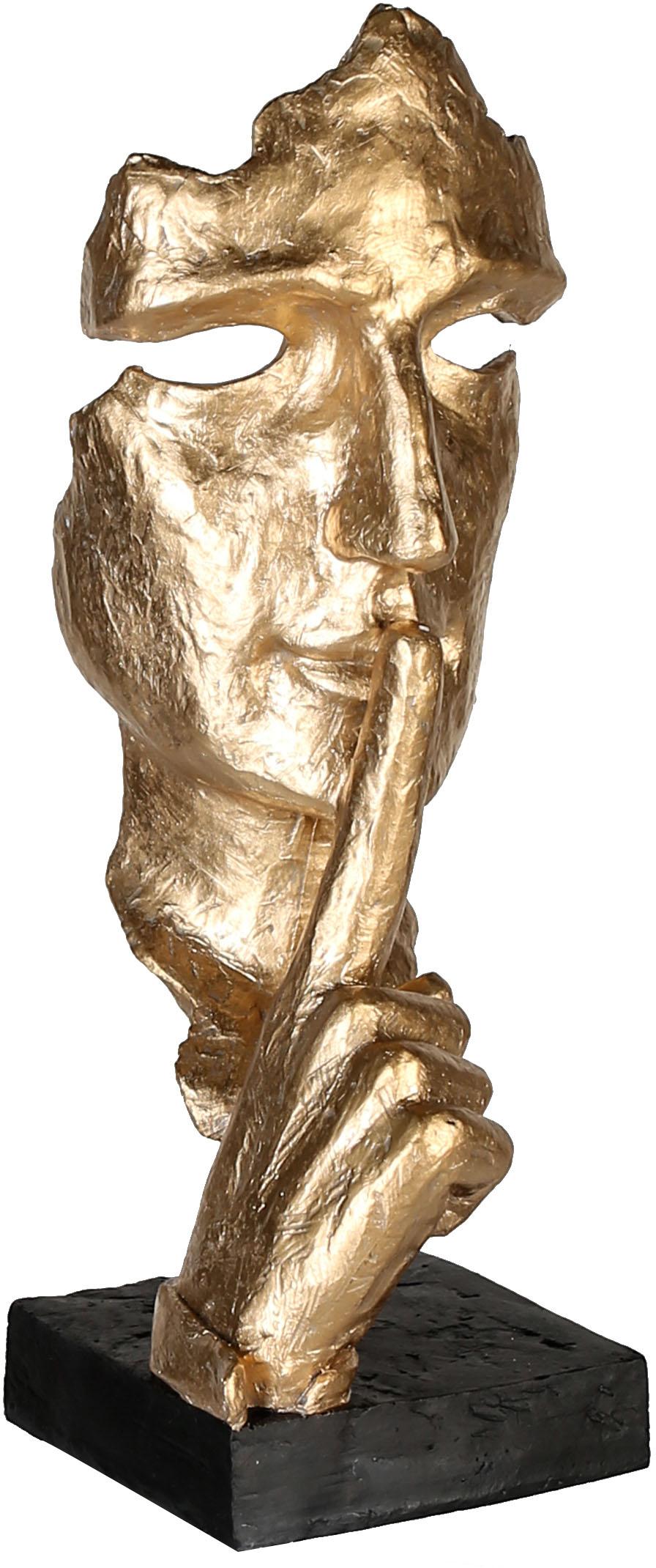 Dekofigur CASABLANCA BY GILDE "Skulptur Silence, gold/schwarz", gold (goldfarben, schwarz), B:13cm H:39cm T:13cm, Polyresin, Dekofiguren, Dekofigur, D