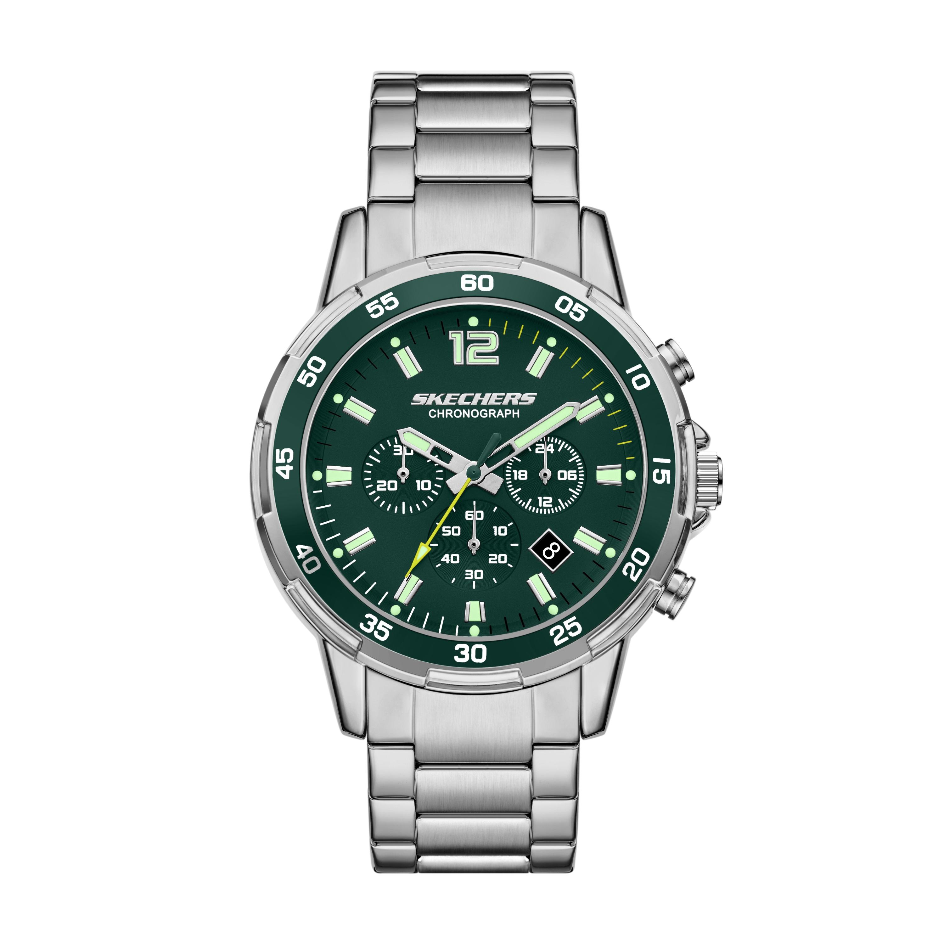 Chronograph SKECHERS “Stanwood”, edelstahlfarben, grün, Armbanduhren