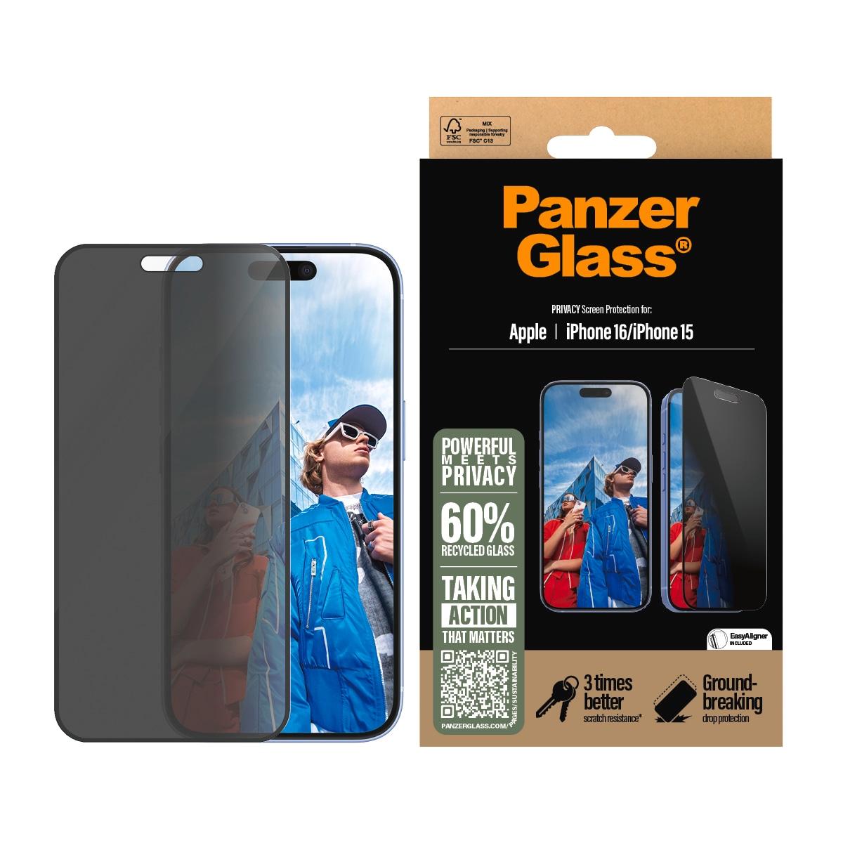 PANZERGLASS Displayschutzglas "Privacy Screen Protection", transparent, B:11cm H:1,3cm T:19,5mm, Displayfolien, Displayschutzfolie, Schutzfolie, Bilds