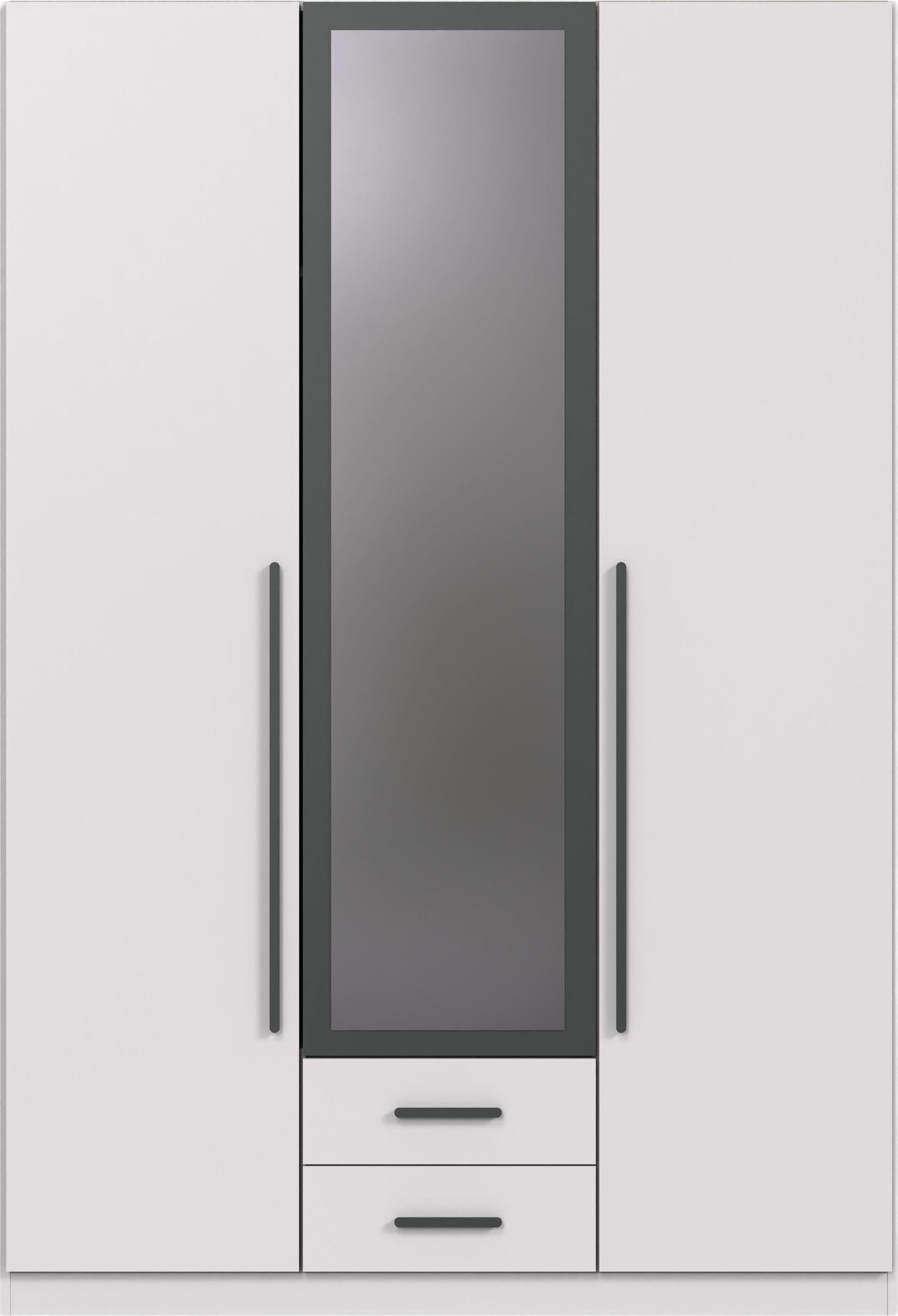 Kleiderschrank WIMEX "Marburg erhältlich in den Breiten 135cm & 180cm", weiß, abgesetzt grafit, B:135cm H:199cm T:58cm, Holzwerkstoff, Schränke, Kleid