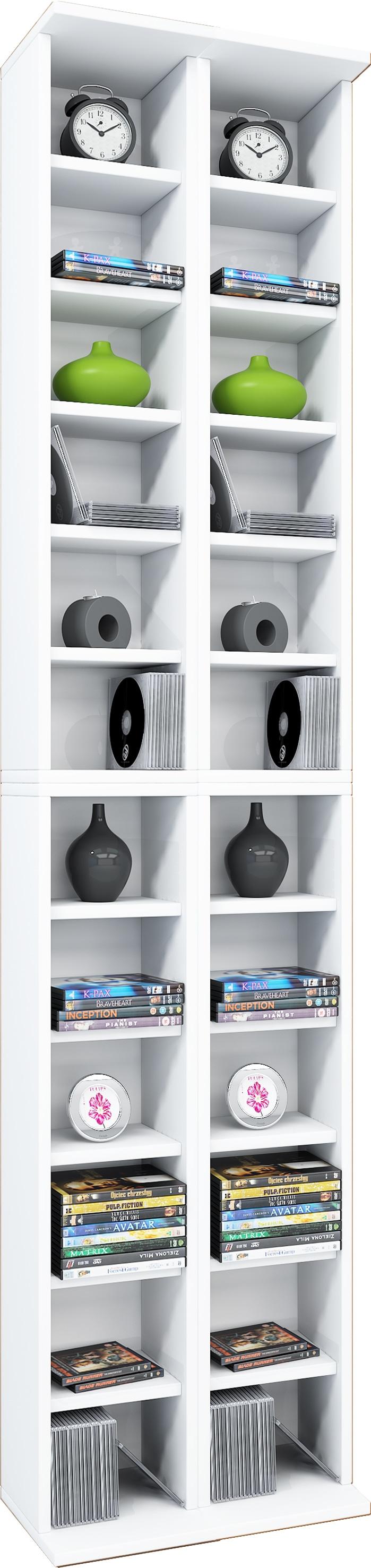 Media-Regal VCM "Holz CD DVD Stand Regal Schrank Ständer Almera", weiß, B:42cm T:20cm, Regale, Media-Regal
