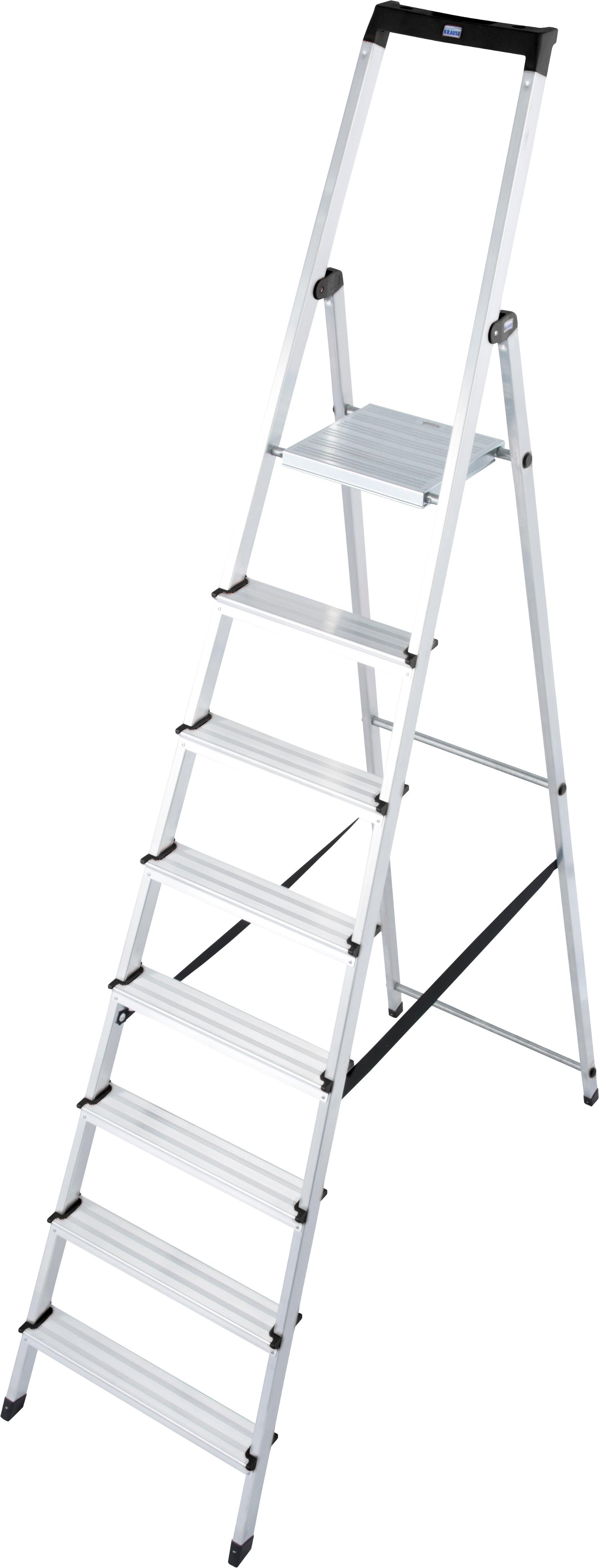 Stehleiter KRAUSE "Solidy", grau (aluminiumfarben), B:54cm H:11cm L:250cm, Aluminium, Leitern, Aluminium, 1x8 Stufen, Arbeitshöhe ca. 370 cm