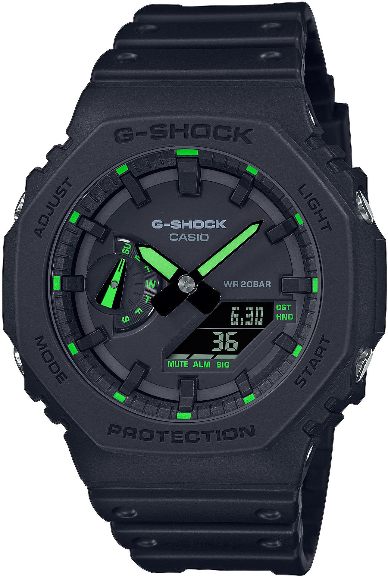 Chronograph CASIO G-SHOCK, schwarz (schwarz, neongrün), Armbanduhren