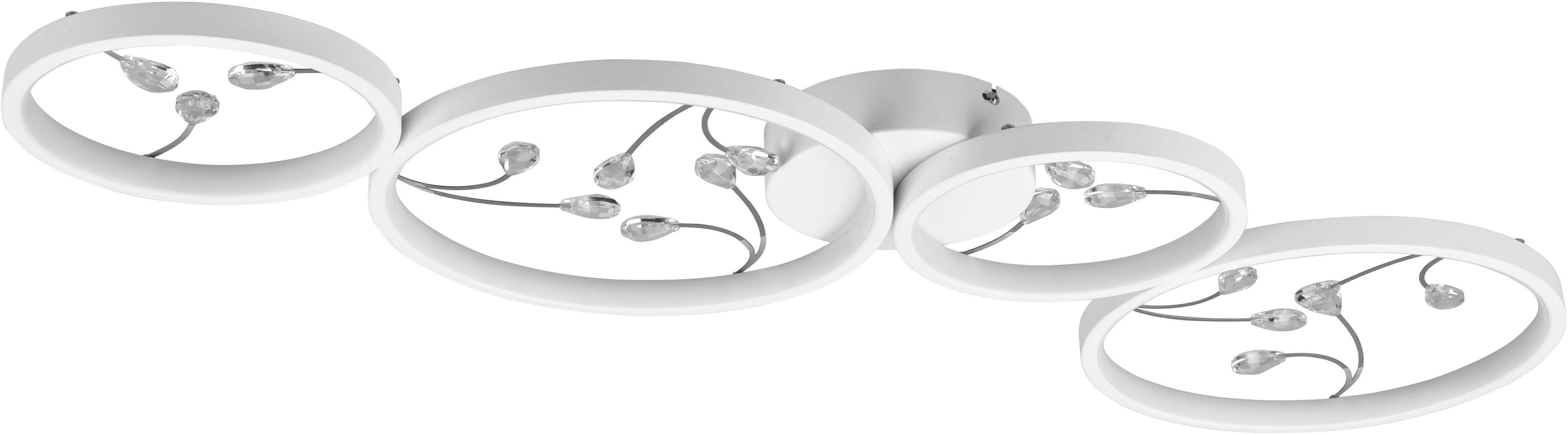 TRIO LEUCHTEN LED Deckenleuchte "Groovy", weiß (weiß matt), 1, H: 6,5cm, 1 Stk., Leuchten, Deckenlampe 4000K mit Glas-Deko, 3 Dimmstufen, LED 37W 4800