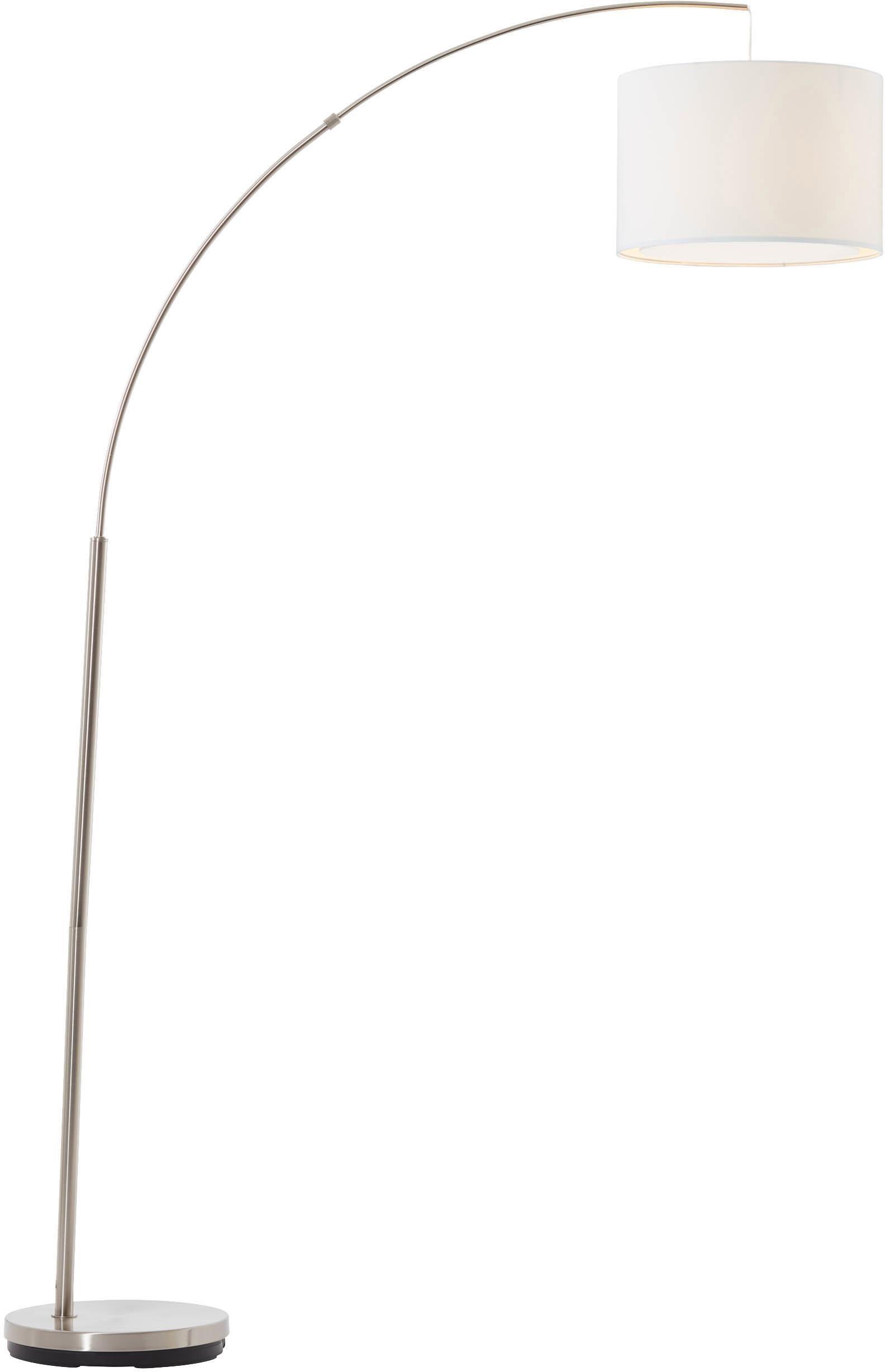 BRILLIANT Bogenlampe "Clarie", silber (silberfarben), 1, Ø 36,5cm H: 180cm, Leuchten, 1,8m Höhe, E27 max. 60W, Stoffschirm, Metall/Textil, Bogenlampe