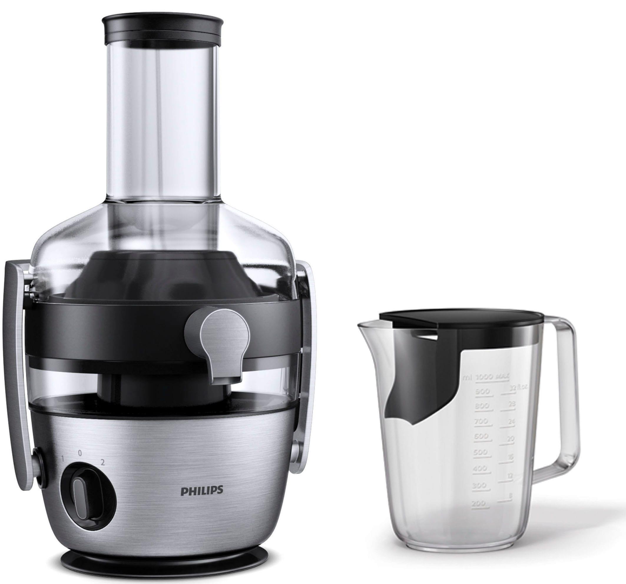 PHILIPS Entsafter "HR1921/20 Avance", silber (edelstahlgebürstet), B:25cm H:43,2cm T:29,6cm, Entsafter, mit GeoTech Sieb, QuickClean und Vorspülfunkti