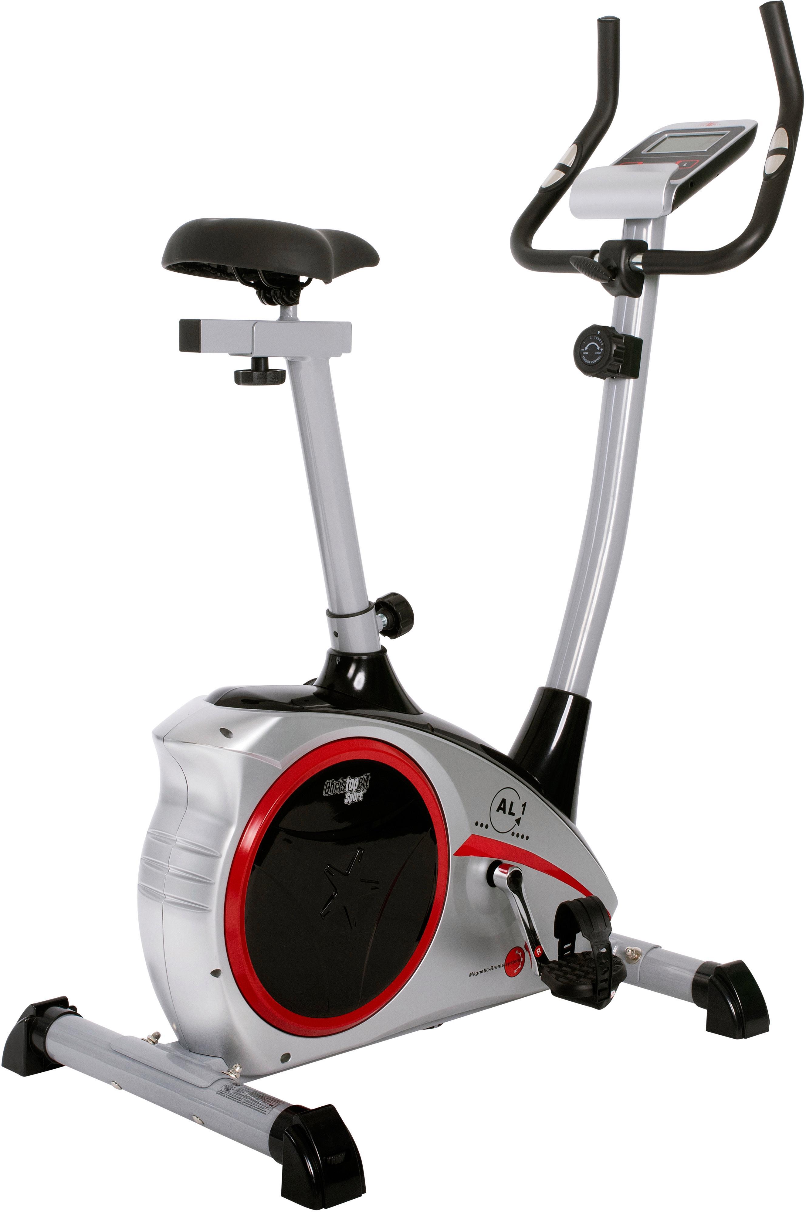 Heimtrainer CHRISTOPEIT SPORT "AL 1", silber (silberfarben), HeimtrainerB:59cm H:134cm L:96cm, Heimtrainer, 150 kg max. Benutzergewicht, Fahrrad, 8 Wi