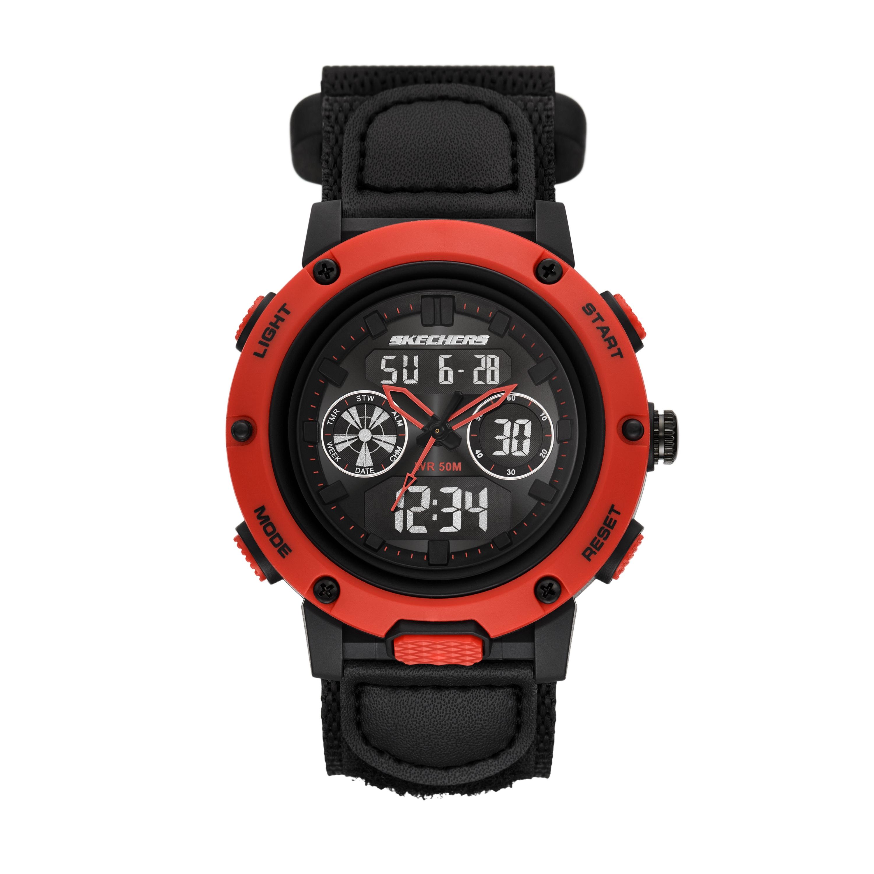 Chronograph SKECHERS “Warner”, schwarz, rot, Armbanduhren