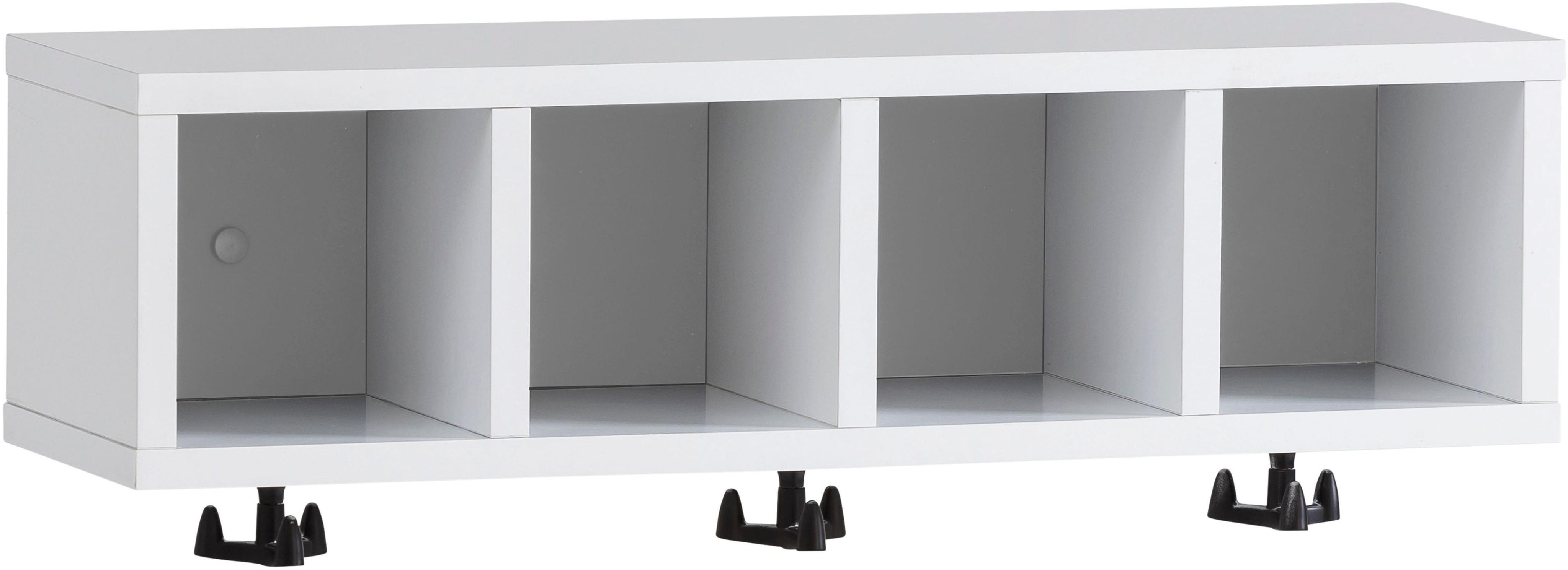 Wandregal WELLTIME "Lugo, 59 cm", weiß (mattweiß), B:59,8cm H:20,2cm T:17,6cm, FSC-zertifizierter Holzwerkstoff, Regale, Wandregal, Vier offene Fächer