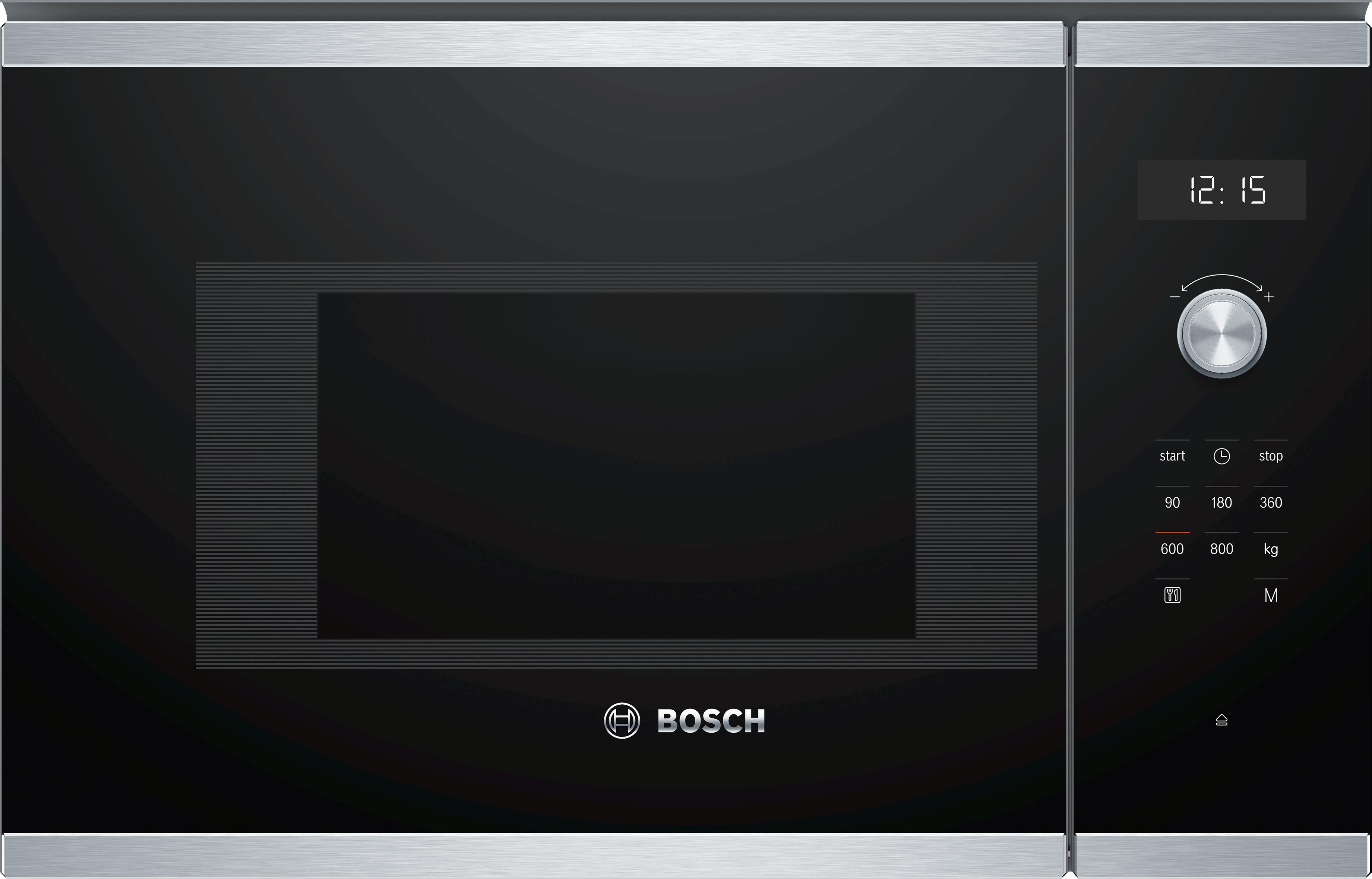 BOSCH Einbau-Mikrowelle "BFL524MS0", grau (edelstahl), B:59,4cm H:38,2cm T:31,7cm, Mikrowellen, 7 Automatikprogramme & einfache Reinigungsunterstützun