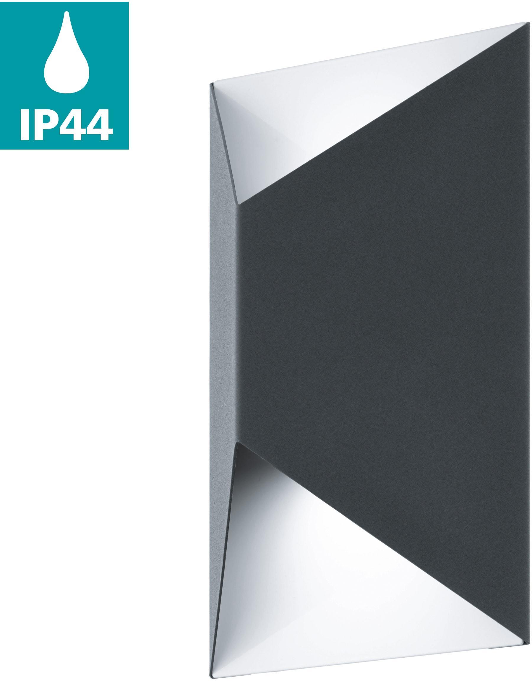 Wandleuchte EGLO "PREDAZZO Wandlampe, Stahl, Außenlampe, IP44, Garten, Lampe Hauswand", weiß (edelstahlfarben, weiß), B:14cm H:21cm T:7,5cm, Leuchten,