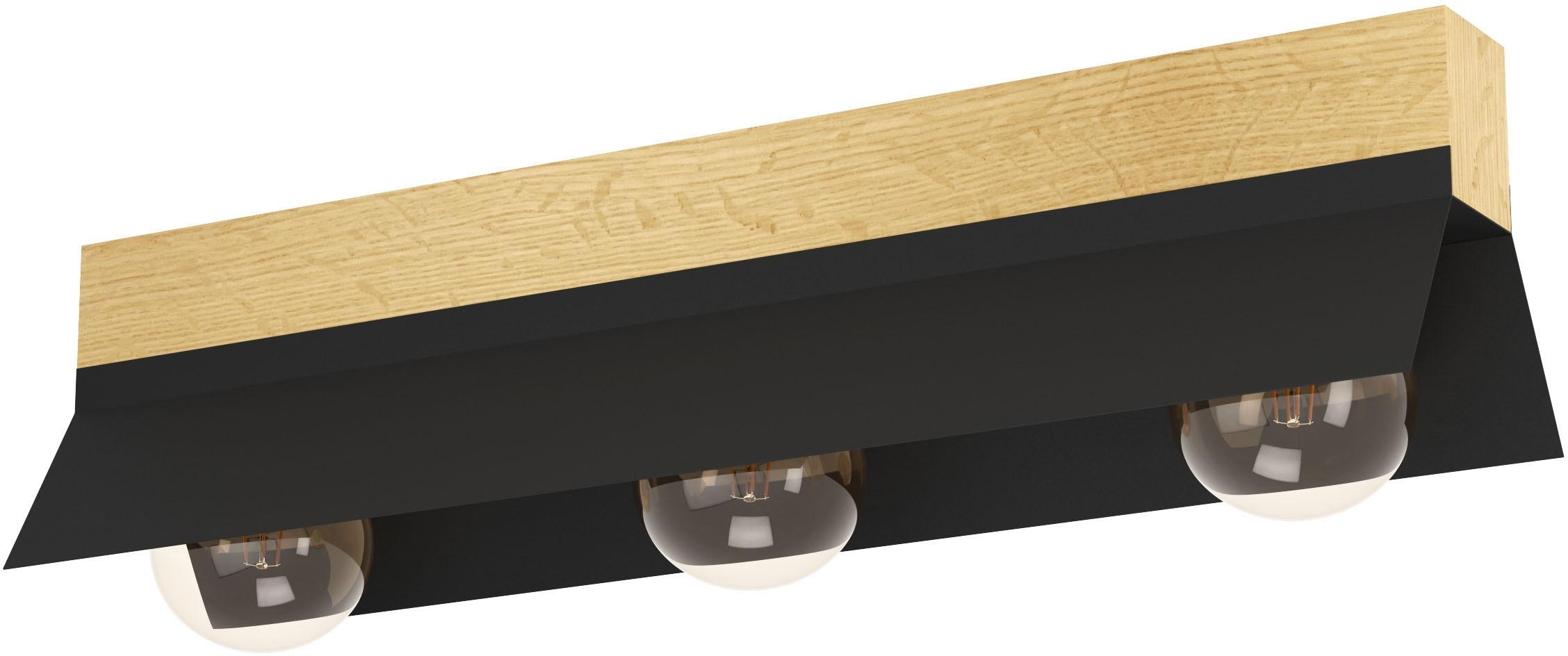 EGLO Deckenleuchte "TARRAFO", braun (schwarz, braun), H: 15,5cm, 1 Stk., Leuchten, Deckenleuchte in schwarz und braun aus Stahl, Holz - exkl. E27- 40W