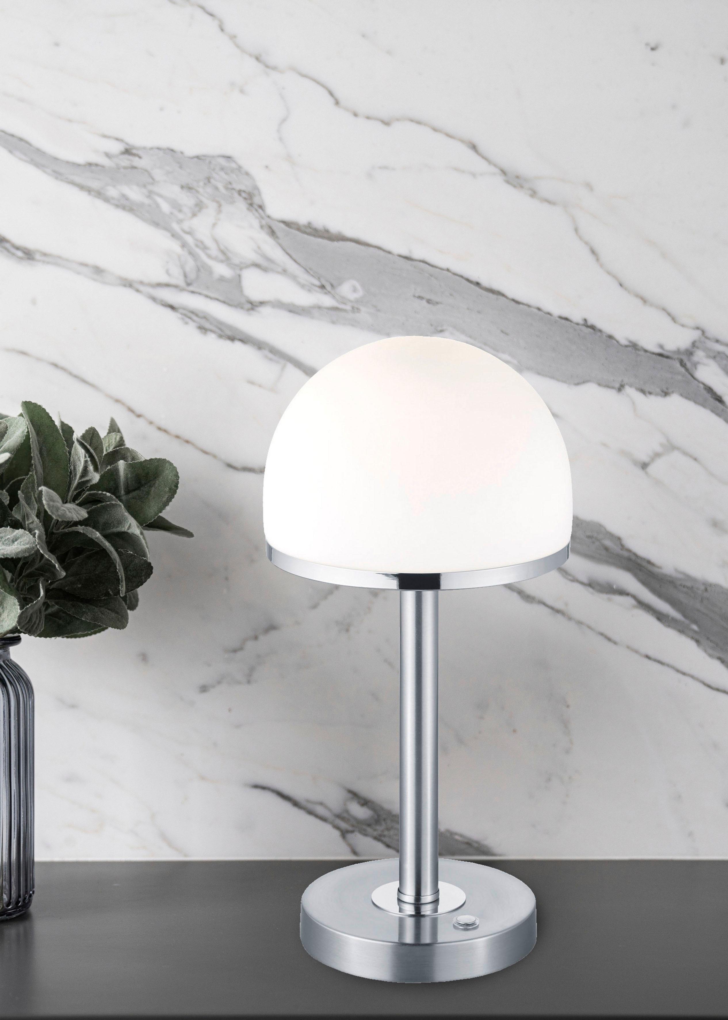 TRIO LEUCHTEN LED Tischleuchte "Berlin", grau (nickelfarben), 1, Ø 19,5cm H: 39cm, 1 Stk., Leuchten, Tischlampe mit 4 fach TOUCH-Dimmer in modernem De