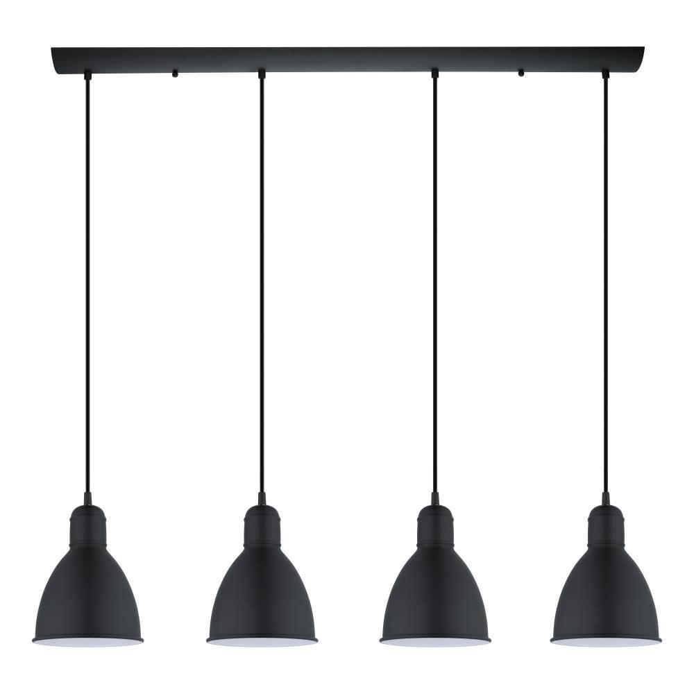EGLO Pendelleuchte "PRIDDY Hängeleuchte, Pendellampe, Stahl, schwarz, E27, Industrial", schwarz-weiß (stahlgrau, schwarz, weiß), 4, Leuchten, Wohnzimm