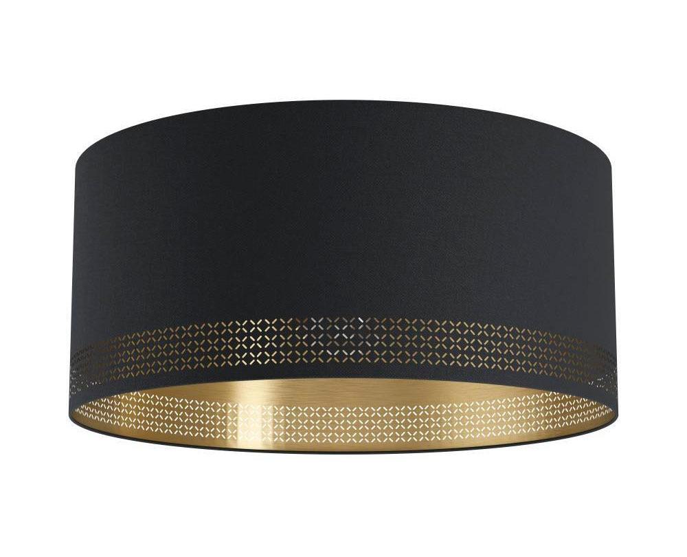 EGLO Deckenleuchte "ESTEPERRA Deckenlampe, Stahl und Textil, E27, IP20, Flurlampe, Lampe", schwarz (schwarz schwarz, gold), 1, Ø 47,5cm H: 24cm, 1 Stk