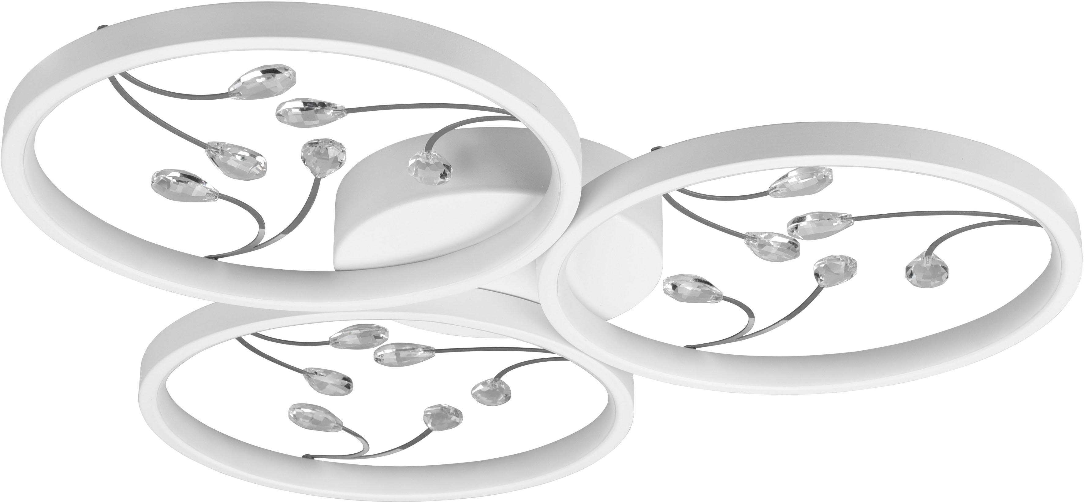 TRIO LEUCHTEN LED Deckenleuchte "Groovy", weiß (weiß matt), 1, Ø 62cm H: 6cm, 1 Stk., Leuchten, Deckenlampe 4000K mit Glas-Deko, 3 Dimmstufen, LED 30W